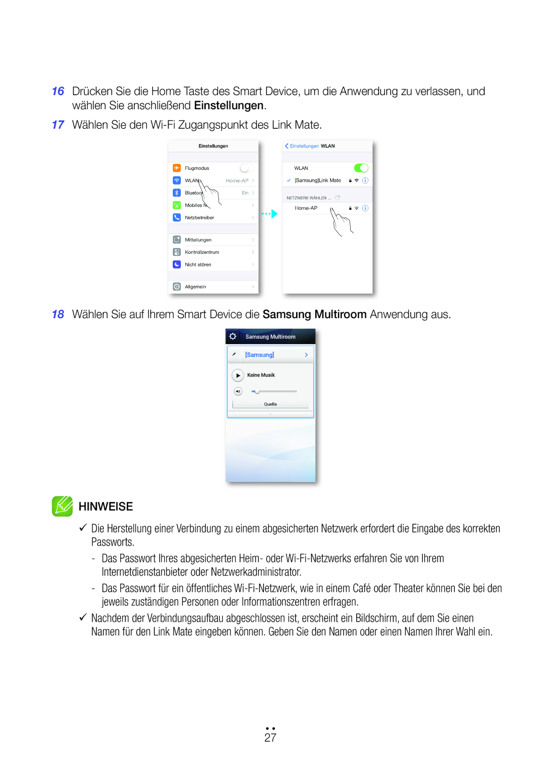 Samsung WAM270/EN manual Hinweise 