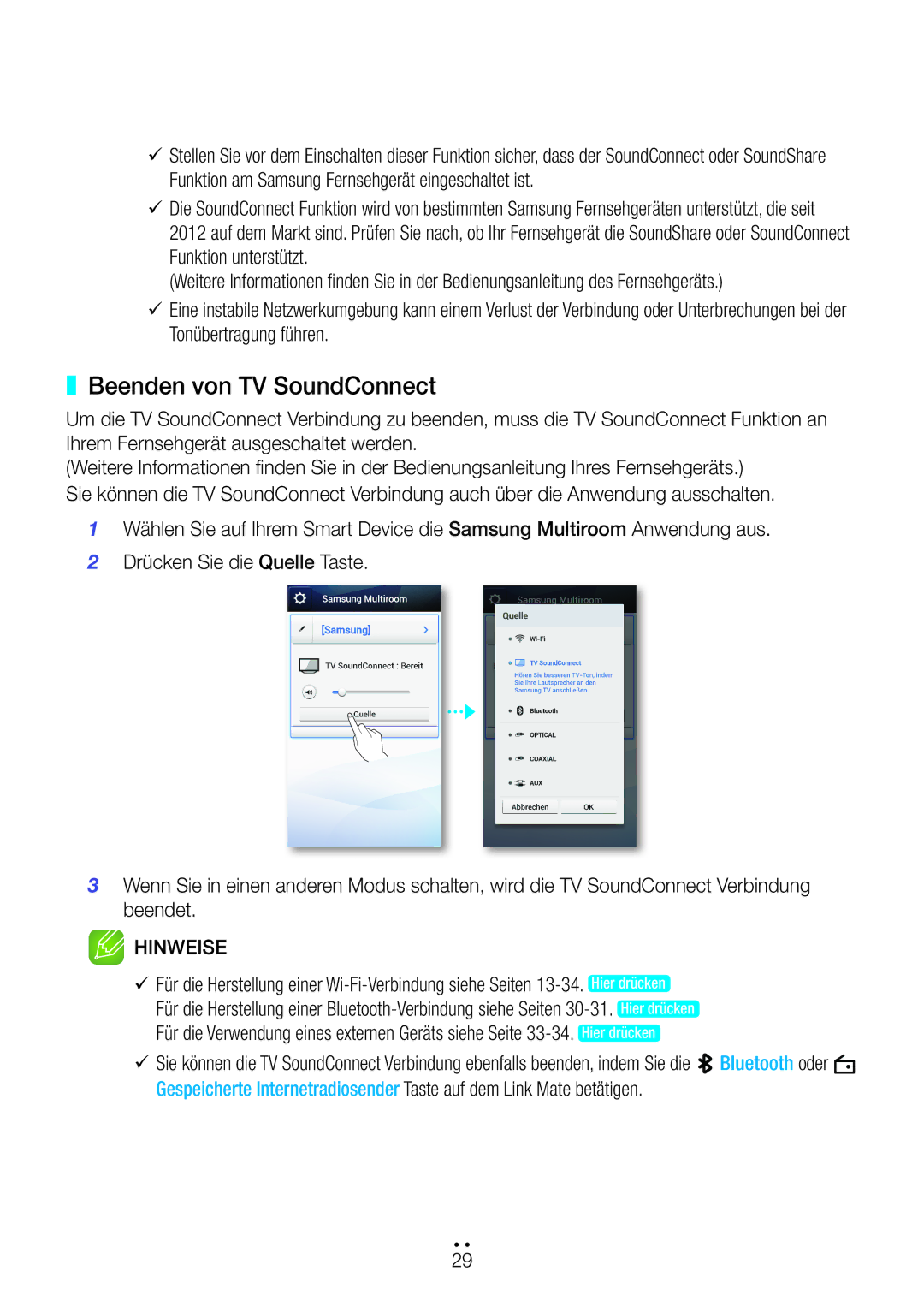 Samsung WAM270/EN manual Beenden von TV SoundConnect 