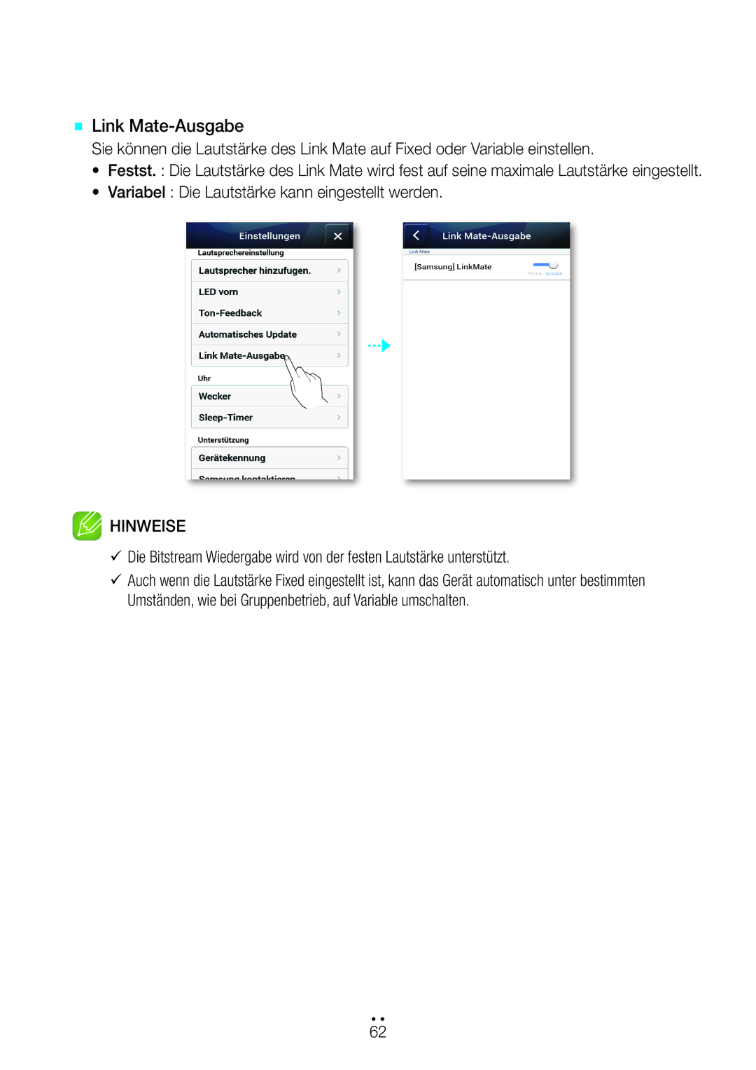 Samsung WAM270/EN manual `` Link Mate-Ausgabe 