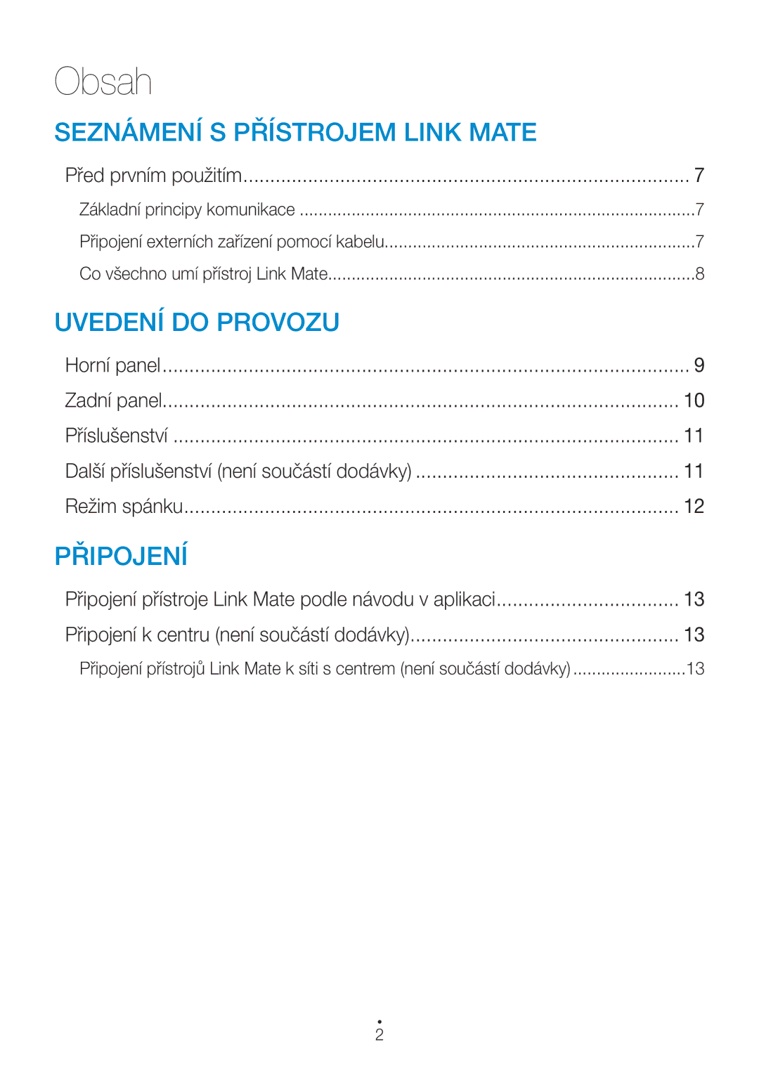 Samsung WAM270/EN manual Obsah, Před prvním použitím 