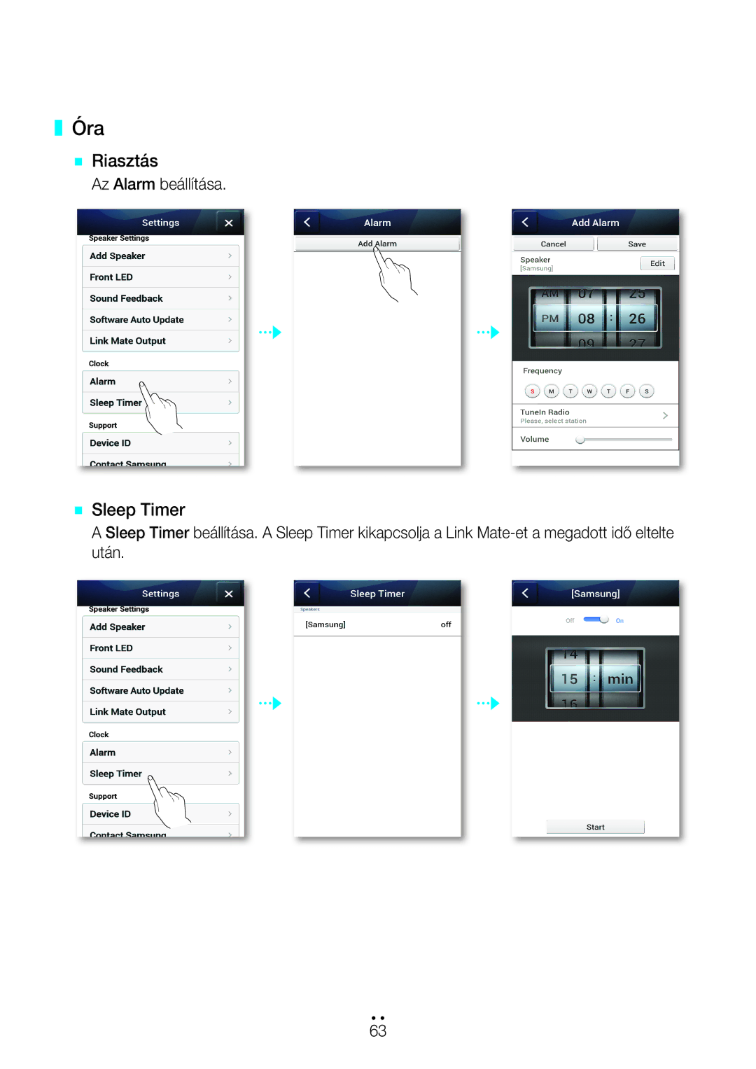 Samsung WAM270/EN manual Óra, `` Sleep Timer 