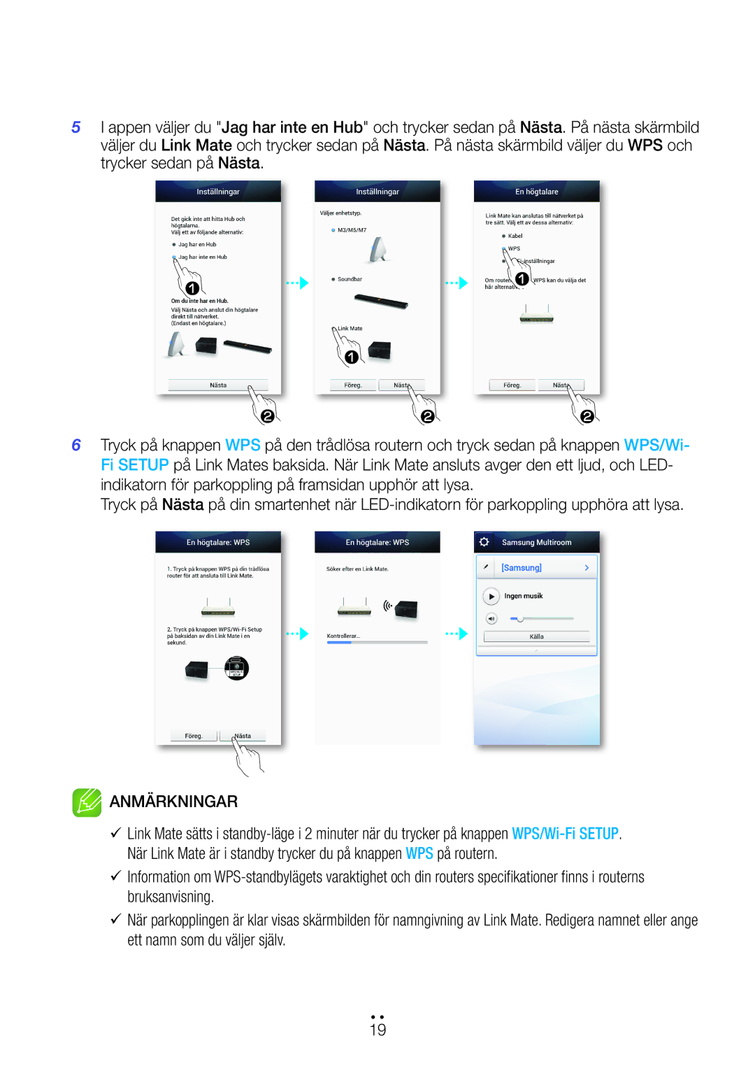 Samsung WAM270/XE manual Anmärkningar 