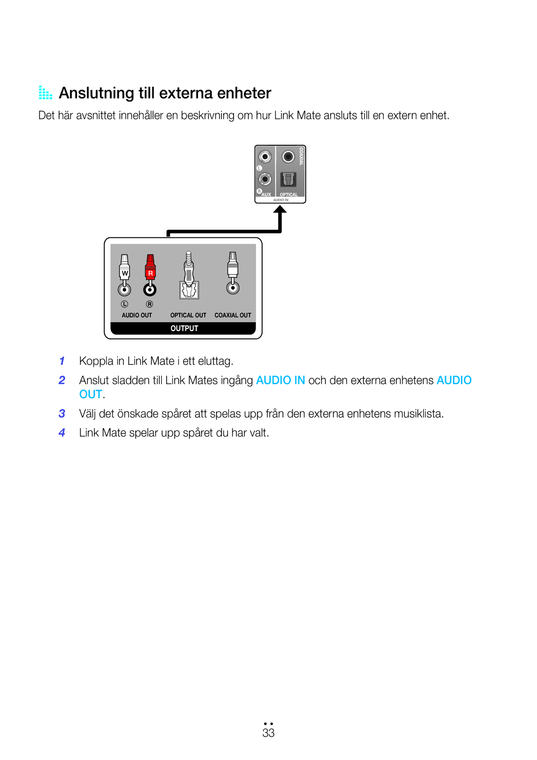 Samsung WAM270/XE manual AA Anslutning till externa enheter 