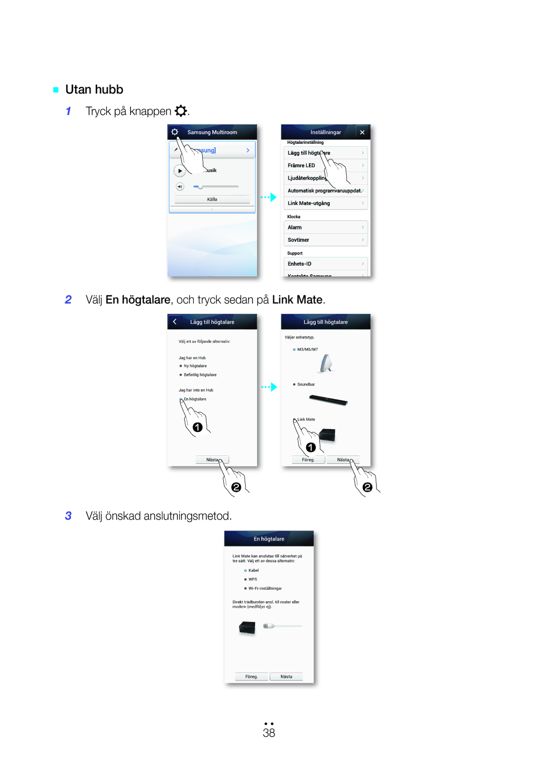 Samsung WAM270/XE manual `` Utan hubb 