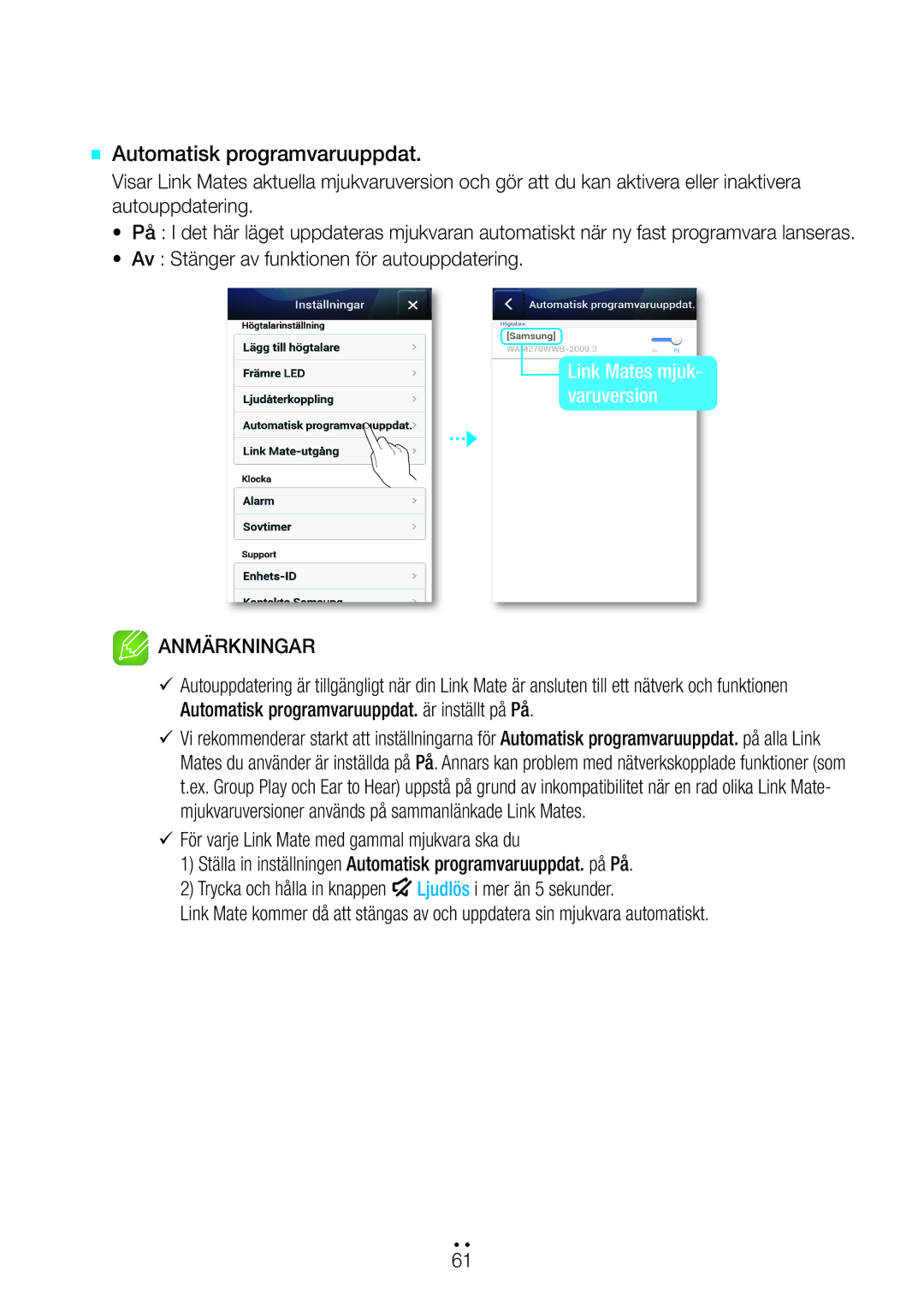 Samsung WAM270/XE manual `` Automatisk programvaruuppdat 