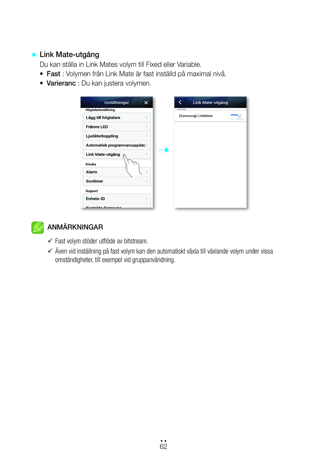 Samsung WAM270/XE manual `` Link Mate-utgång 