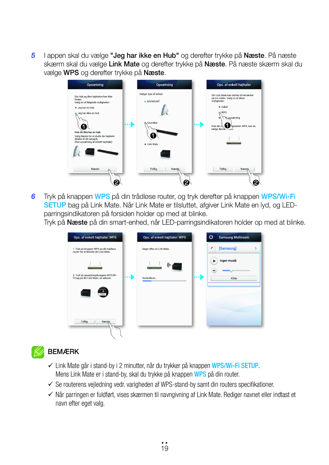 Samsung WAM270/XE manual Bemærk 