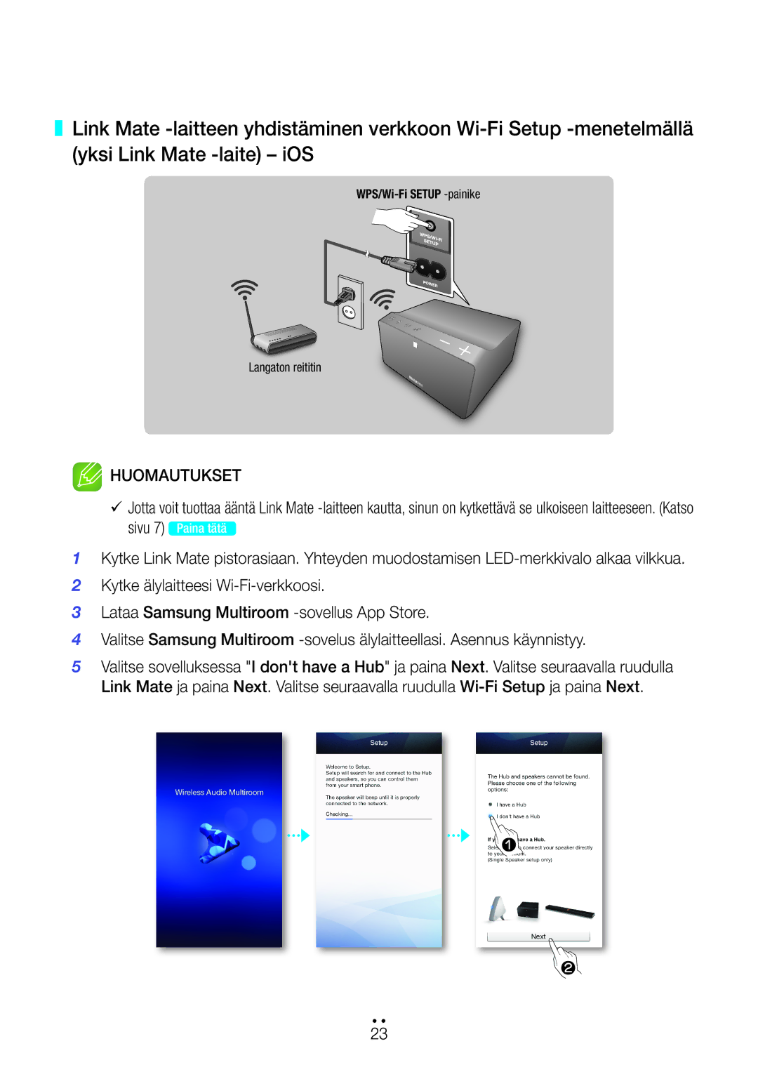 Samsung WAM270/XE manual Sivu 7 Paina tätä 