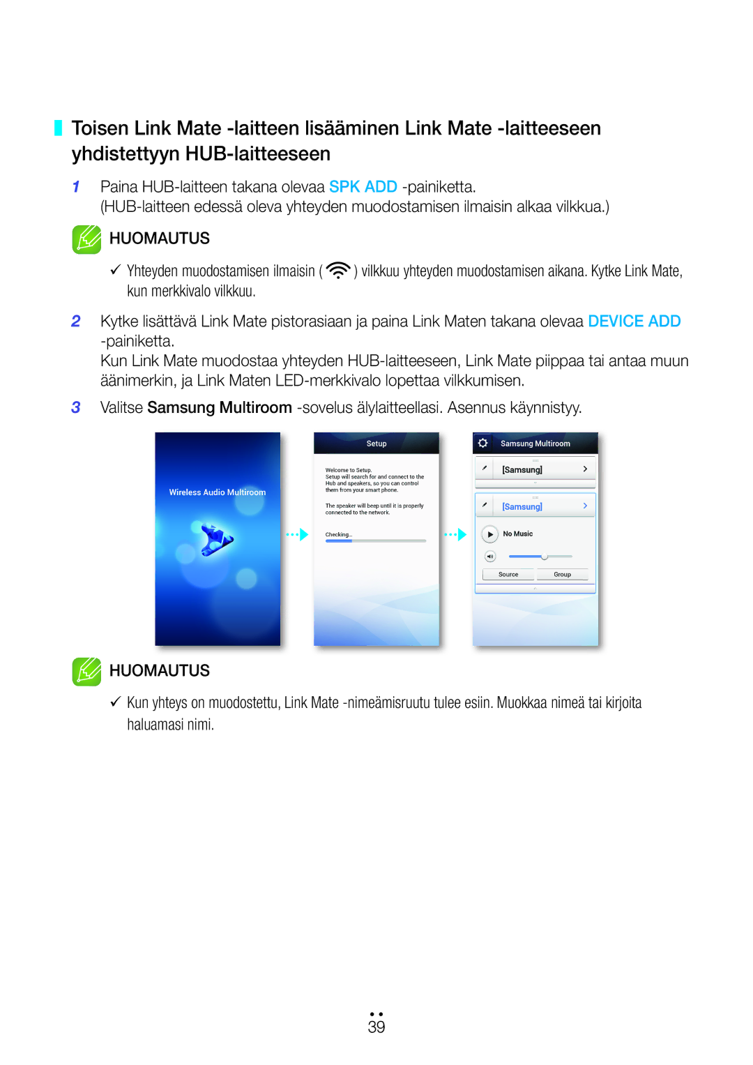 Samsung WAM270/XE manual 9Yhteyden muodostamisen ilmaisin 