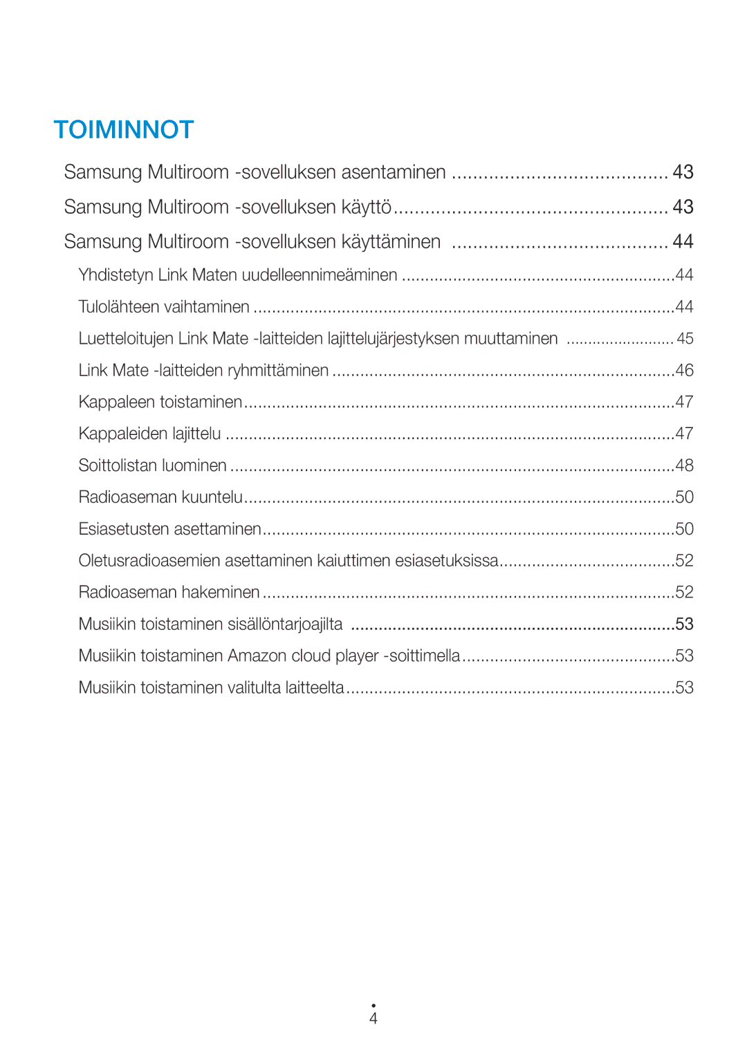 Samsung WAM270/XE manual Toiminnot, Yhdistetyn Link Maten uudelleennimeäminen 