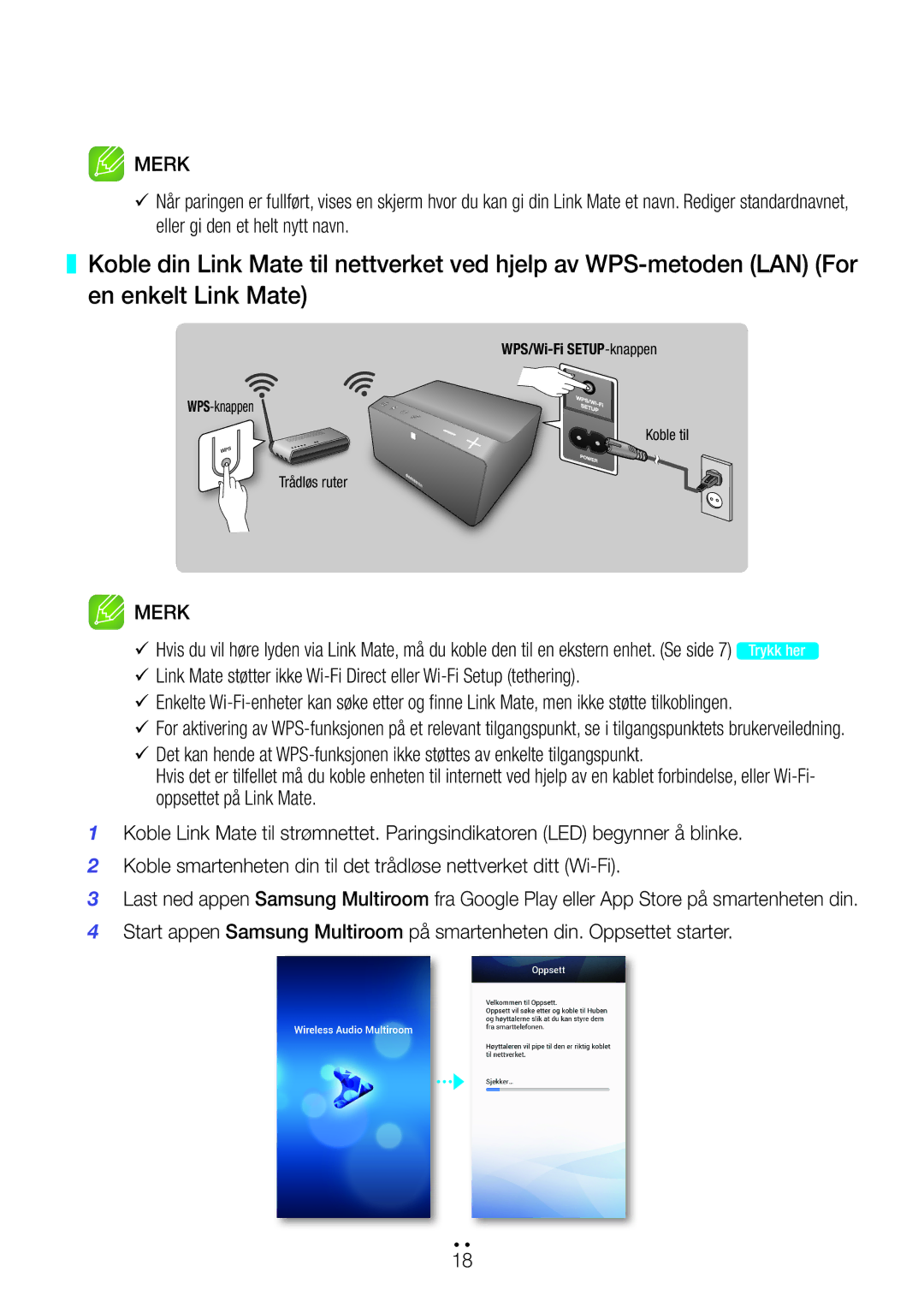 Samsung WAM270/XE manual WPS/Wi-Fi SETUP-knappen 