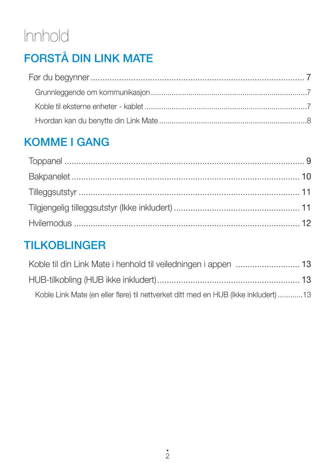 Samsung WAM270/XE manual Innhold, Før du begynner 