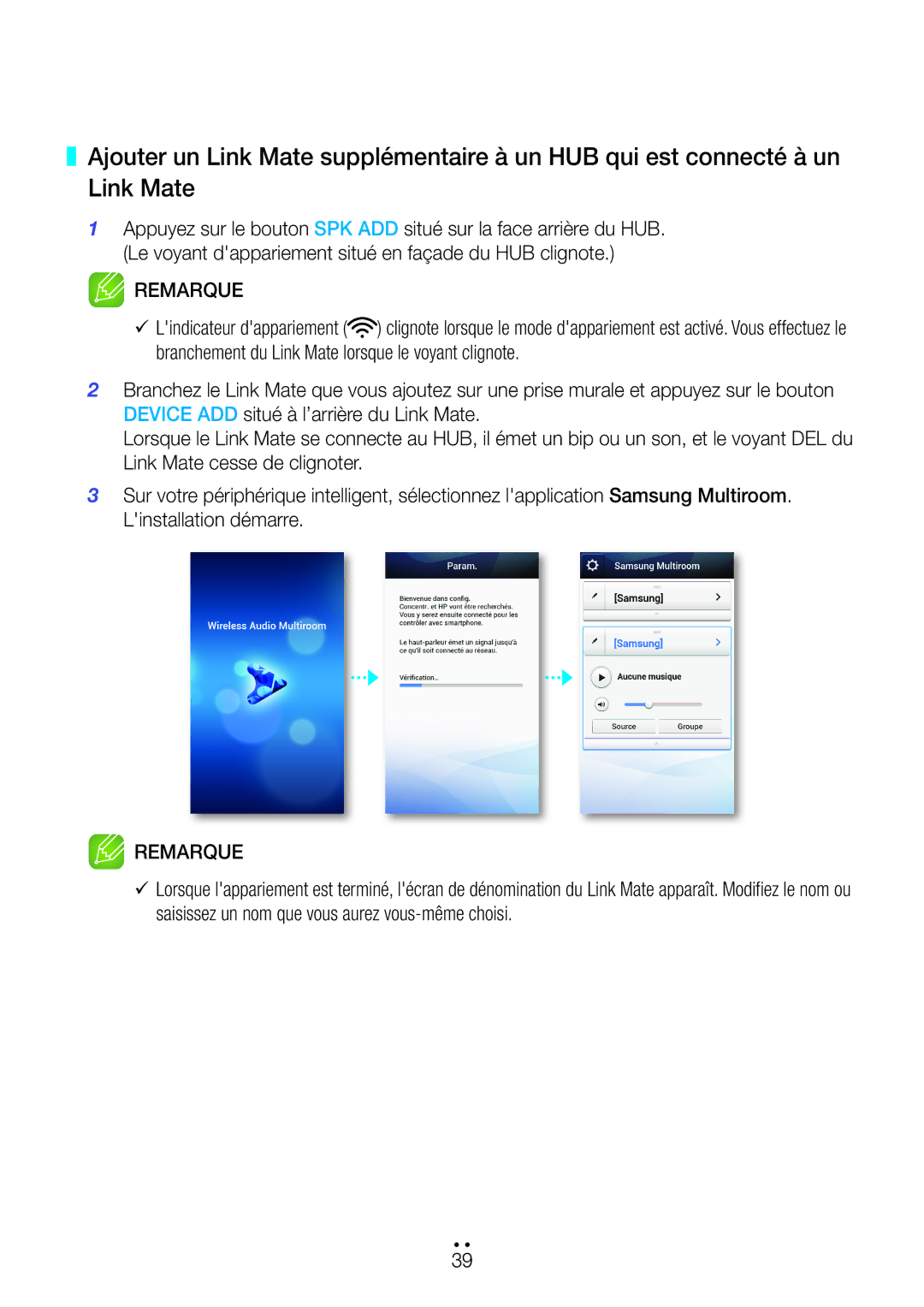 Samsung WAM270/ZF manual Remarque 