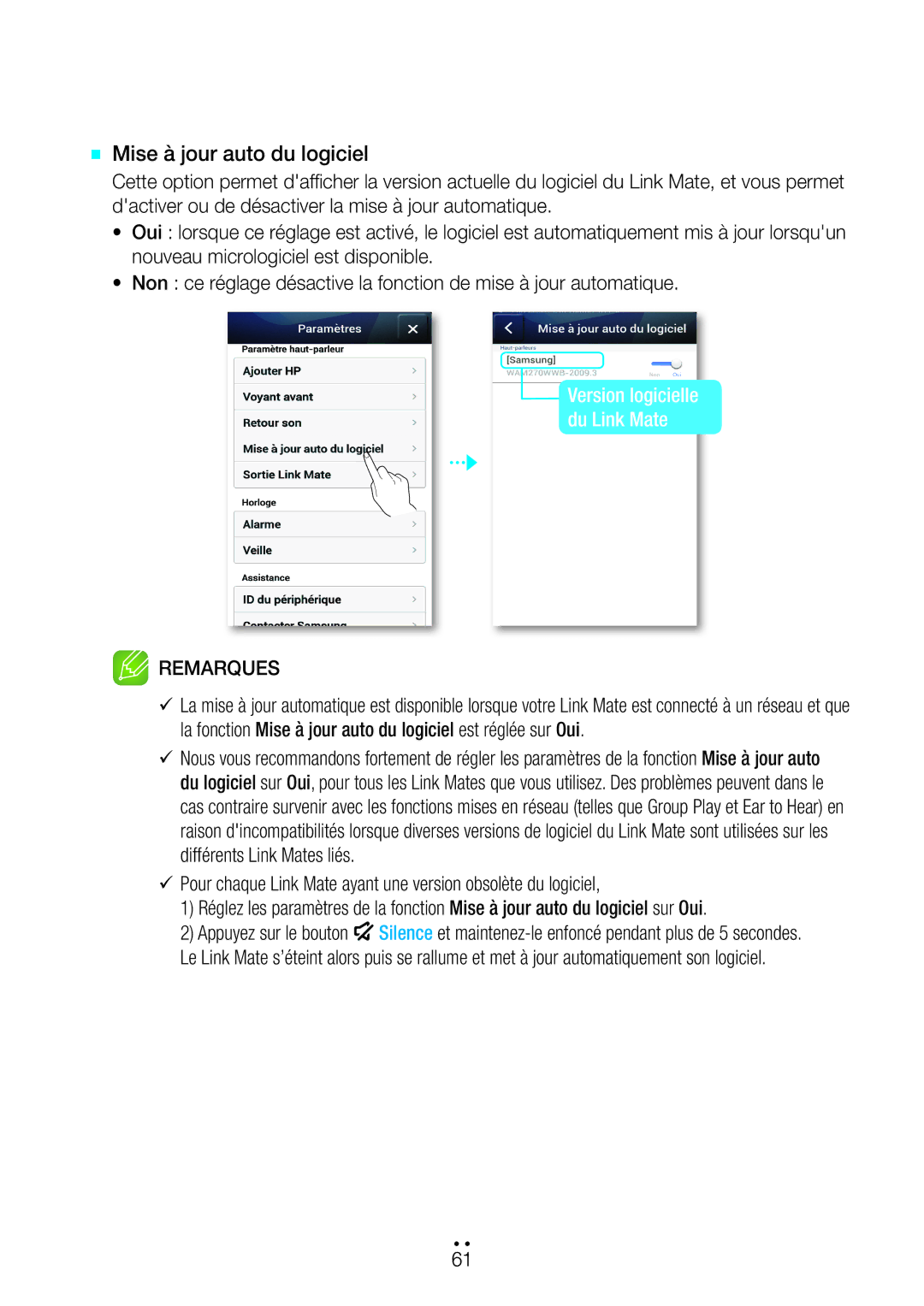 Samsung WAM270/ZF manual `` Mise à jour auto du logiciel 