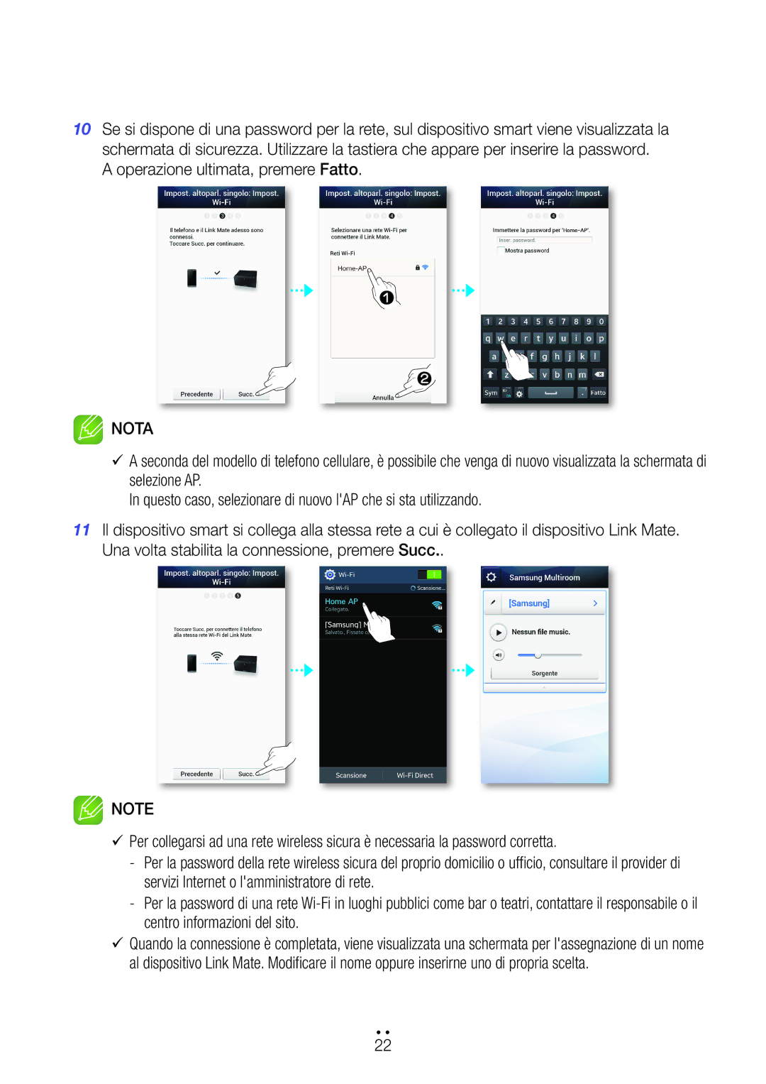 Samsung WAM270/ZF manual Operazione ultimata, premere Fatto 