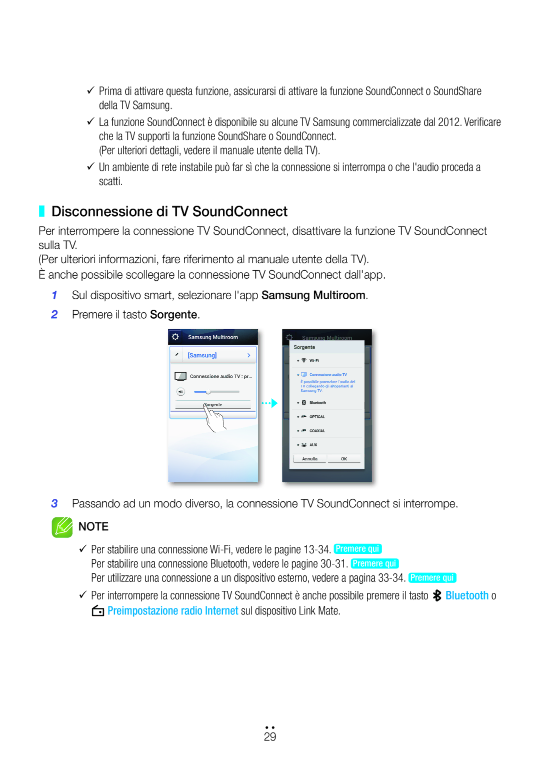 Samsung WAM270/ZF manual Disconnessione di TV SoundConnect 