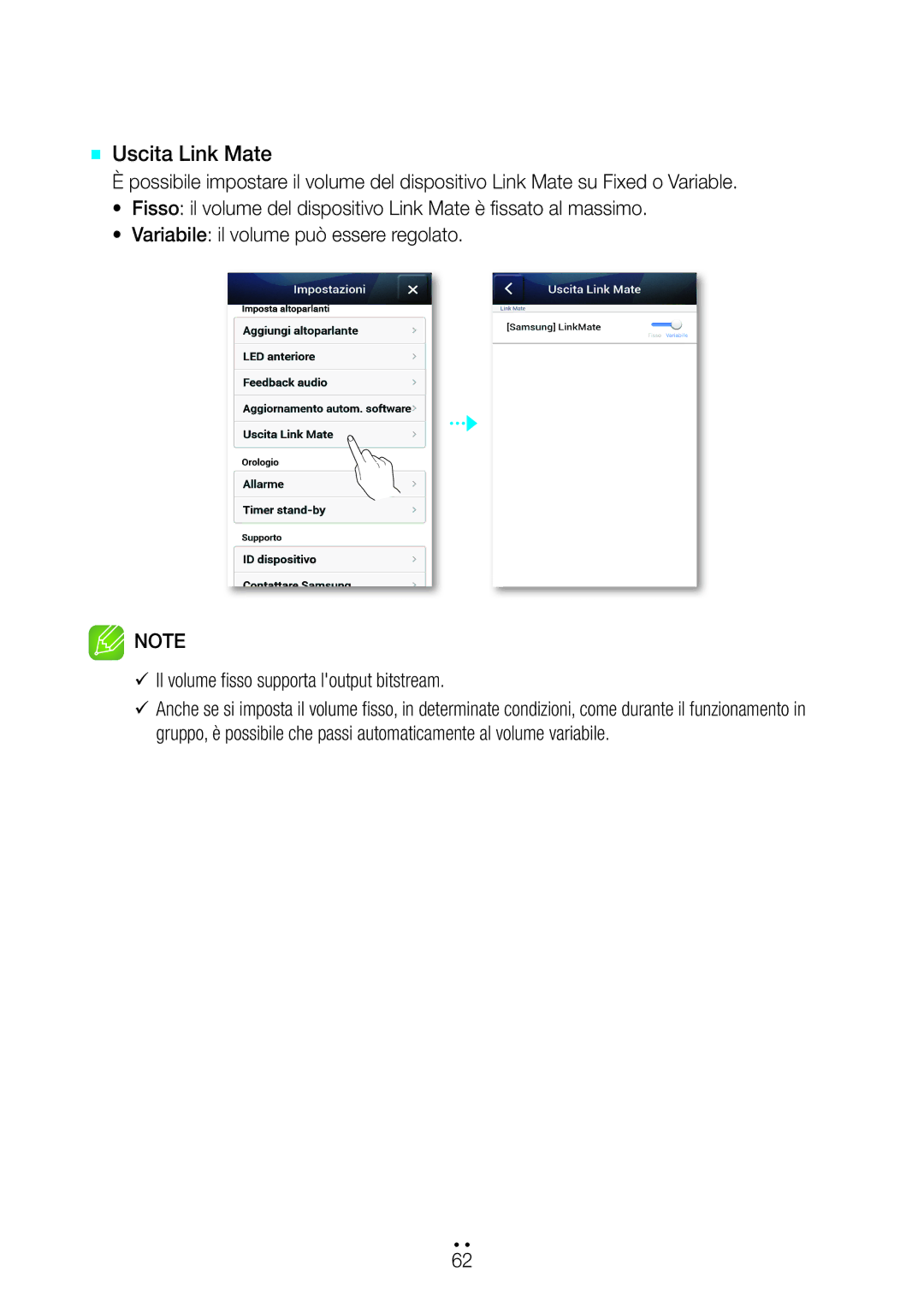Samsung WAM270/ZF manual `` Uscita Link Mate 