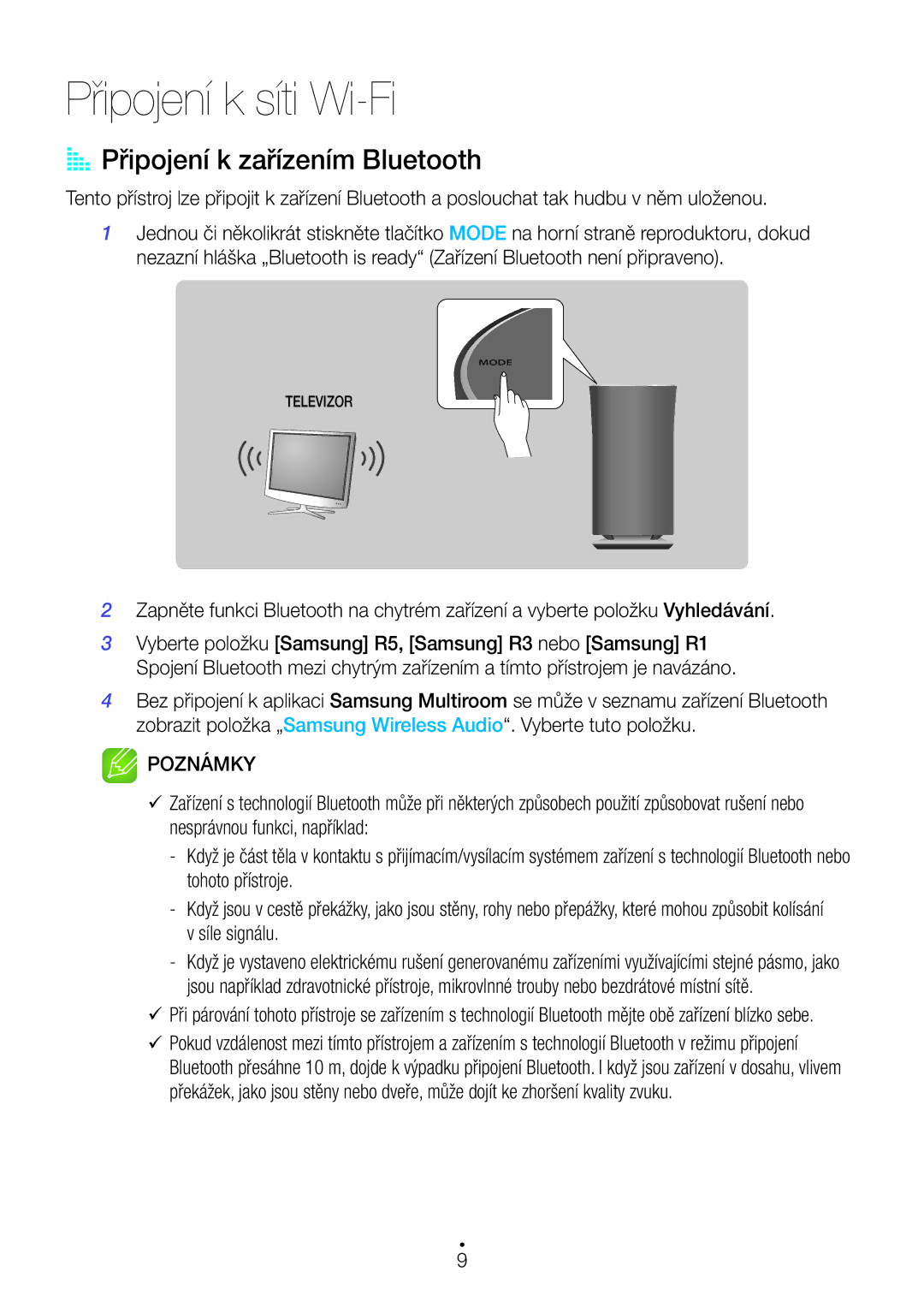 Samsung WAM1501/EN, WAM3500/EN, WAM1500/EN, WAM3501/EN, WAM5500/EN Připojení k síti Wi-Fi, AA Připojení k zařízením Bluetooth 