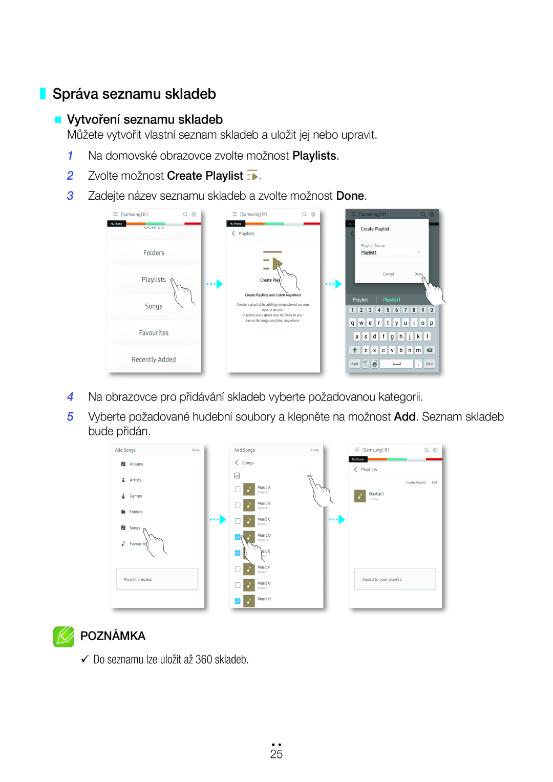 Samsung WAM1501/EN, WAM3500/EN, WAM1500/EN, WAM3501/EN, WAM5500/EN manual Správa seznamu skladeb, @@ Vytvoření seznamu skladeb 