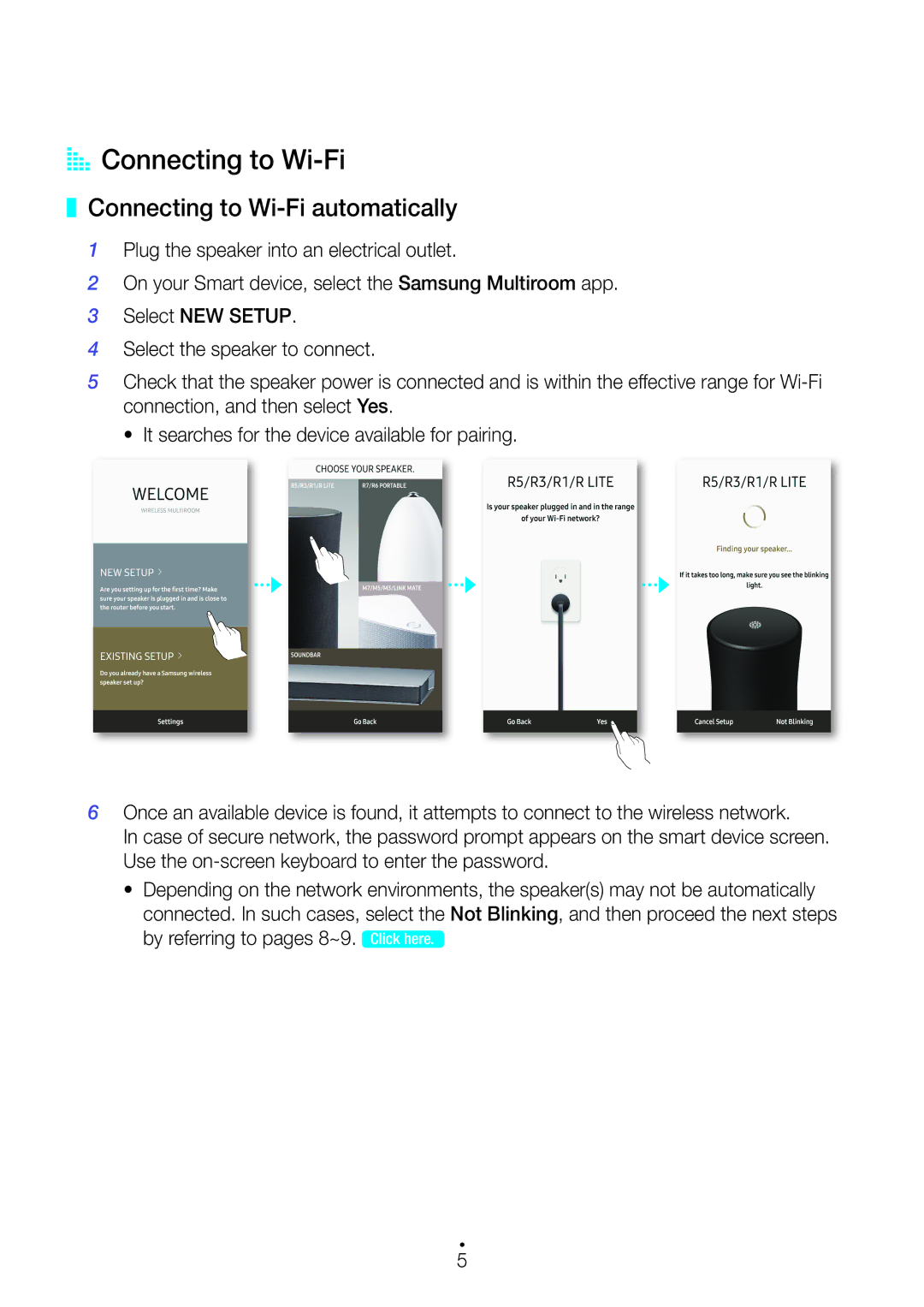 Samsung WAM3500/ZF, WAM3500/EN, WAM1501/EN, WAM1500/EN, WAM3501/EN AA Connecting to Wi-Fi, Connecting to Wi-Fi automatically 