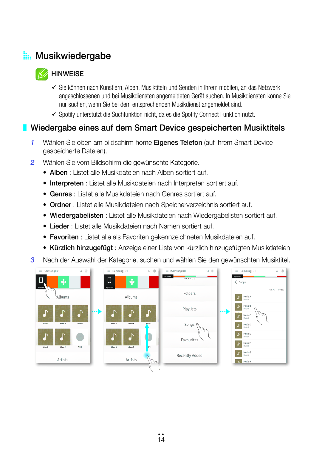 Samsung WAM5500/EN, WAM3500/EN, WAM1501/EN, WAM1500/EN, WAM3501/EN manual AA Musikwiedergabe 