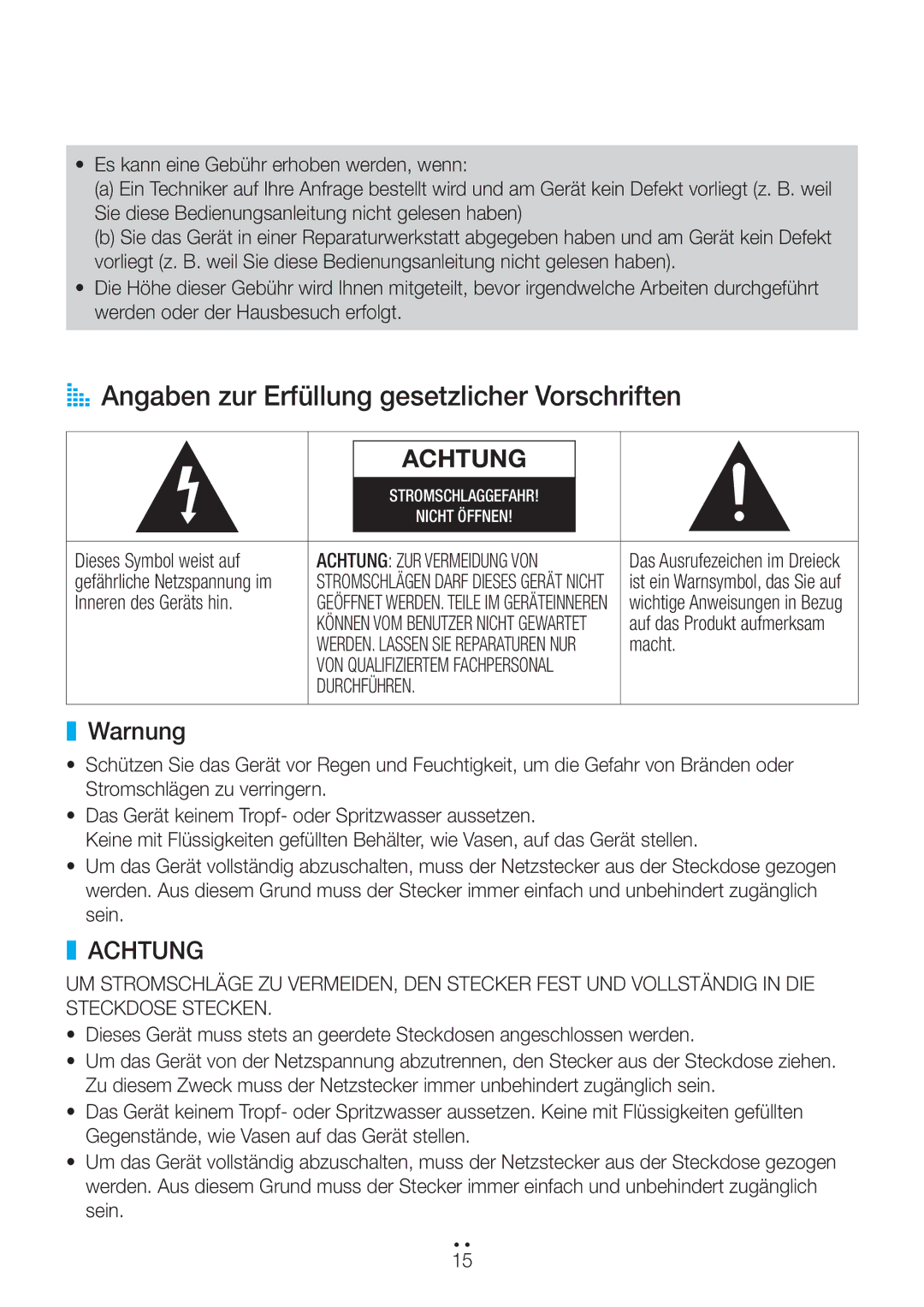 Samsung WAM3500/EN, WAM1501/EN, WAM1500/EN manual AA Angaben zur Erfüllung gesetzlicher Vorschriften, Warnung, Durchführen 