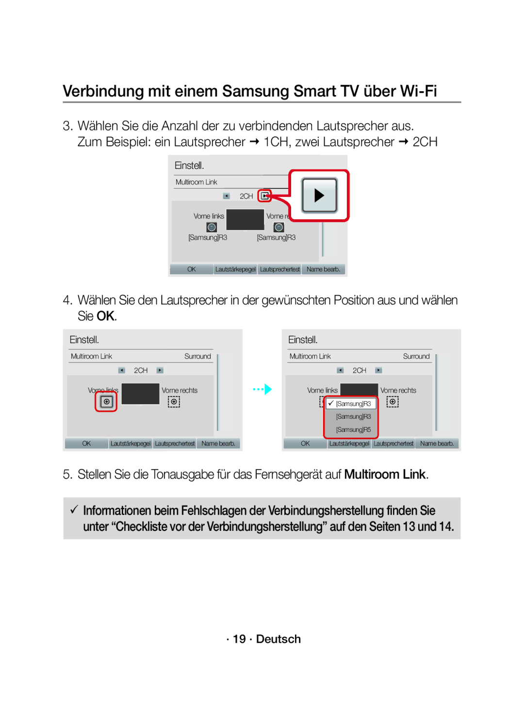 Samsung WAM5500/XN, WAM3500/EN, WAM5500/EN, WAM3500/XN manual · 19 · Deutsch 