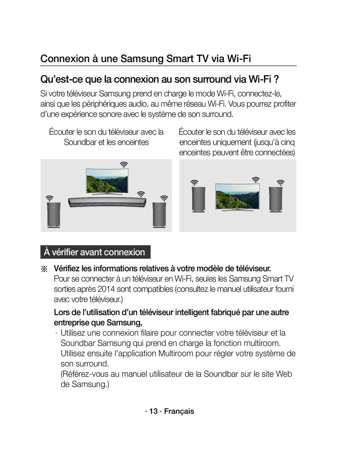 Samsung WAM5500/XN, WAM3500/EN, WAM5500/EN, WAM3500/XN manual Vérifier avant connexion, · 13 · Français 