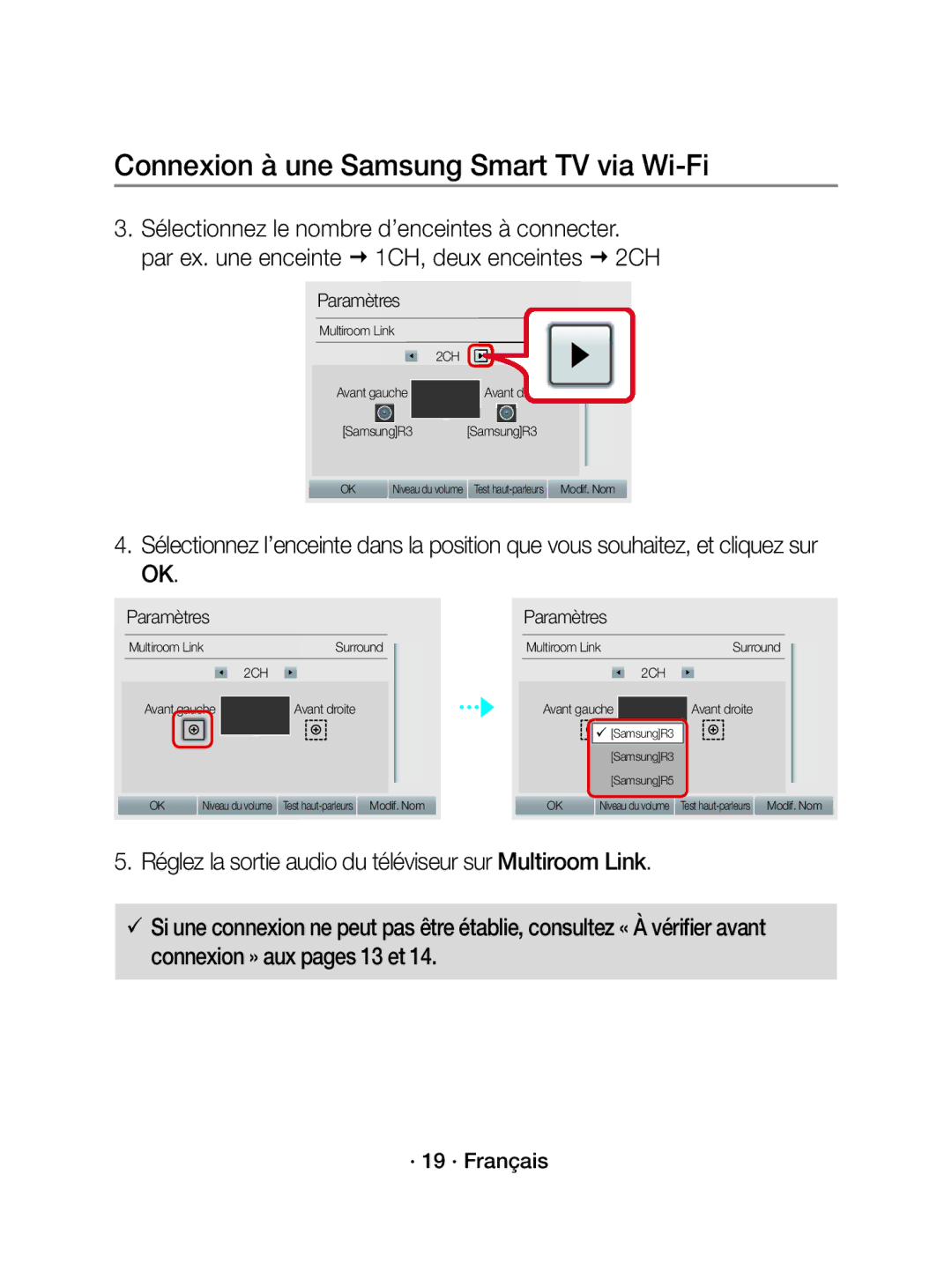 Samsung WAM5500/EN, WAM3500/EN, WAM3500/XN, WAM5500/XN manual · 19 · Français 