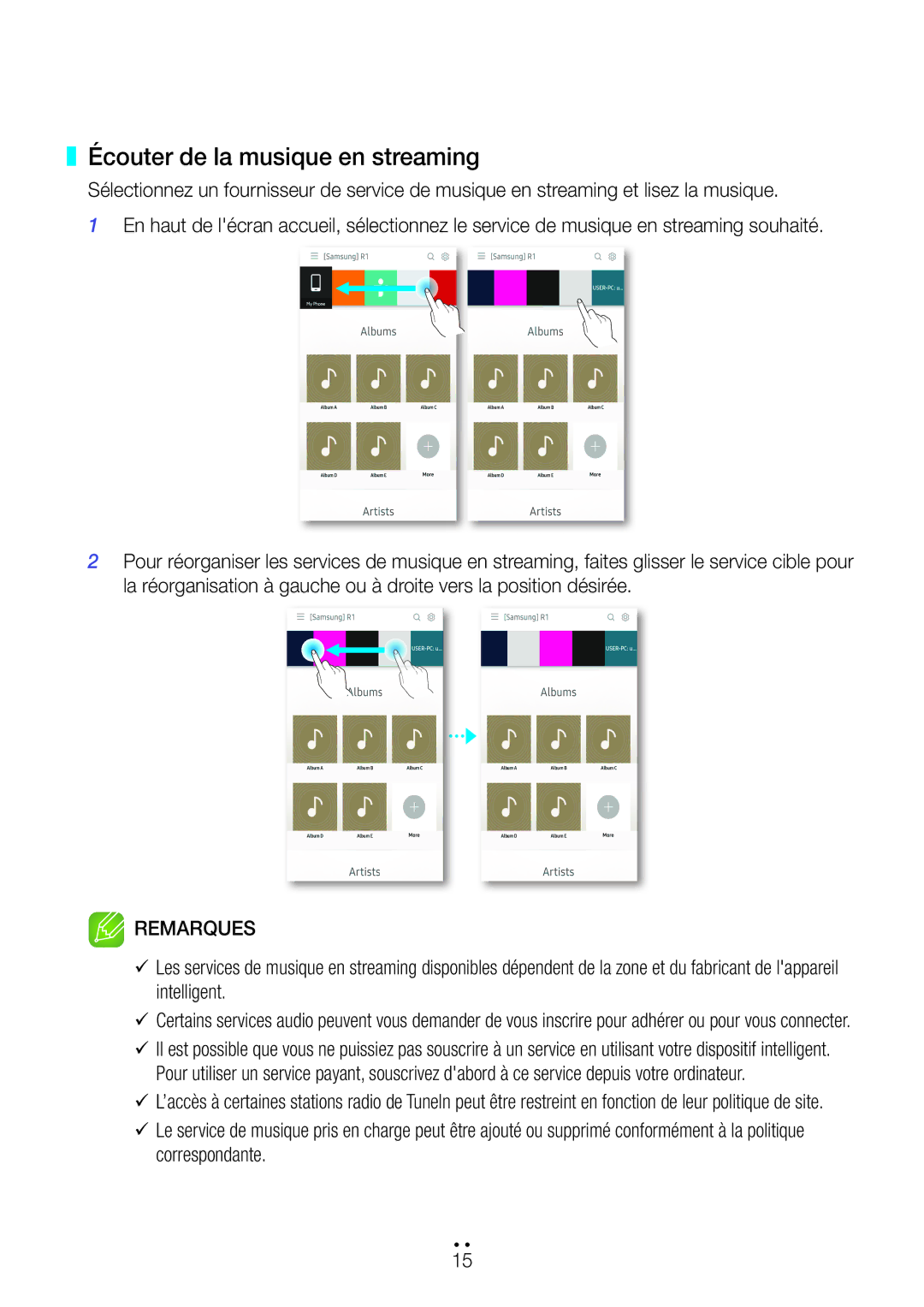 Samsung WAM1500/ZF, WAM3500/ZF manual Écouter de la musique en streaming 