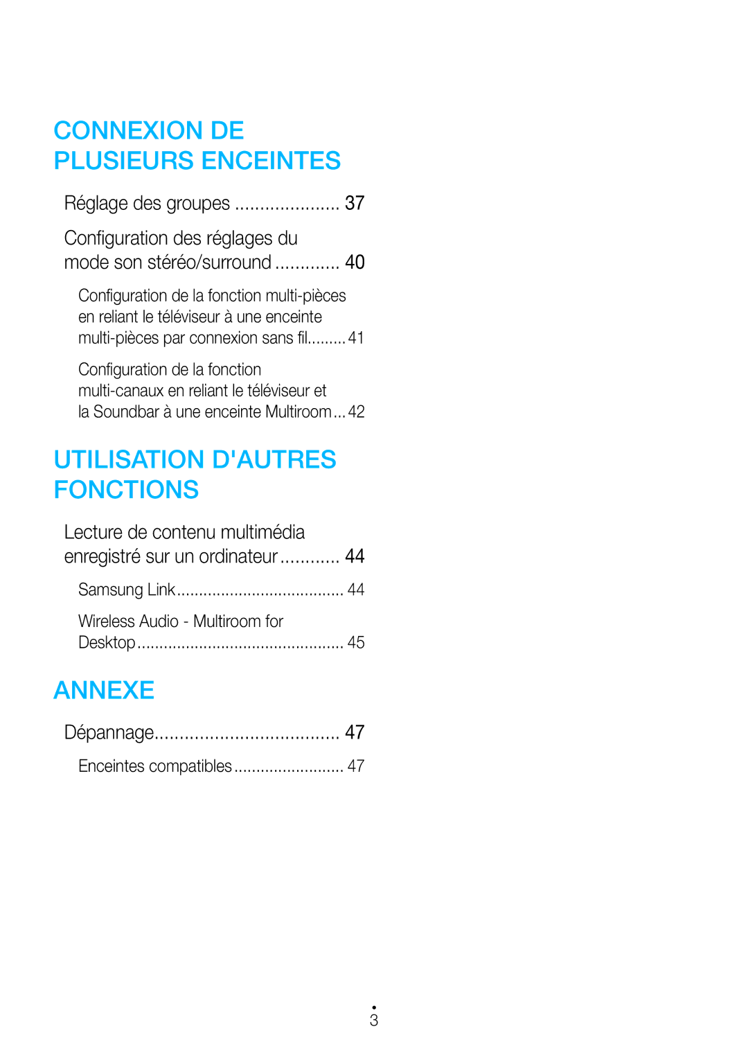 Samsung WAM1500/ZF, WAM3500/ZF manual Configuration des réglages du, Lecture de contenu multimédia 