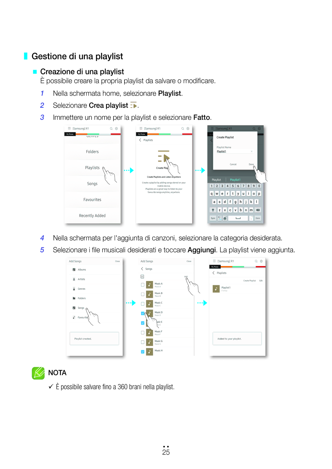 Samsung WAM1500/ZF, WAM3500/ZF manual Gestione di una playlist, @@ Creazione di una playlist 