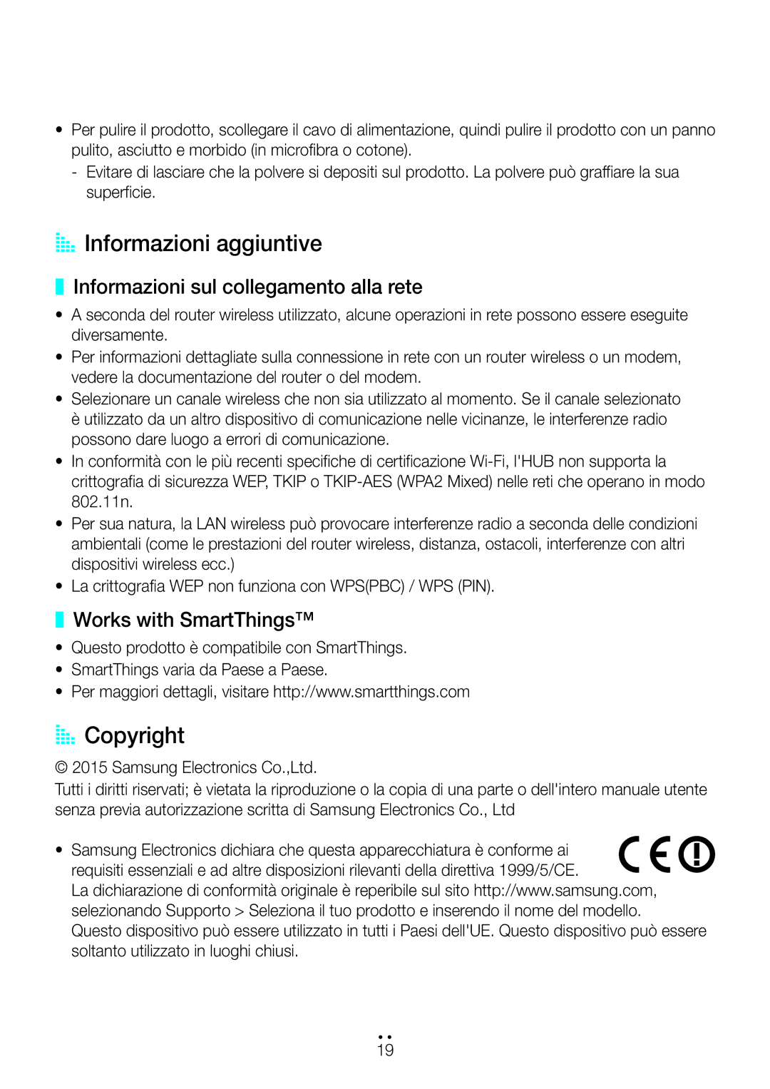 Samsung WAM1500/ZF, WAM3500/ZF manual AA Informazioni aggiuntive, AA Copyright, Informazioni sul collegamento alla rete 