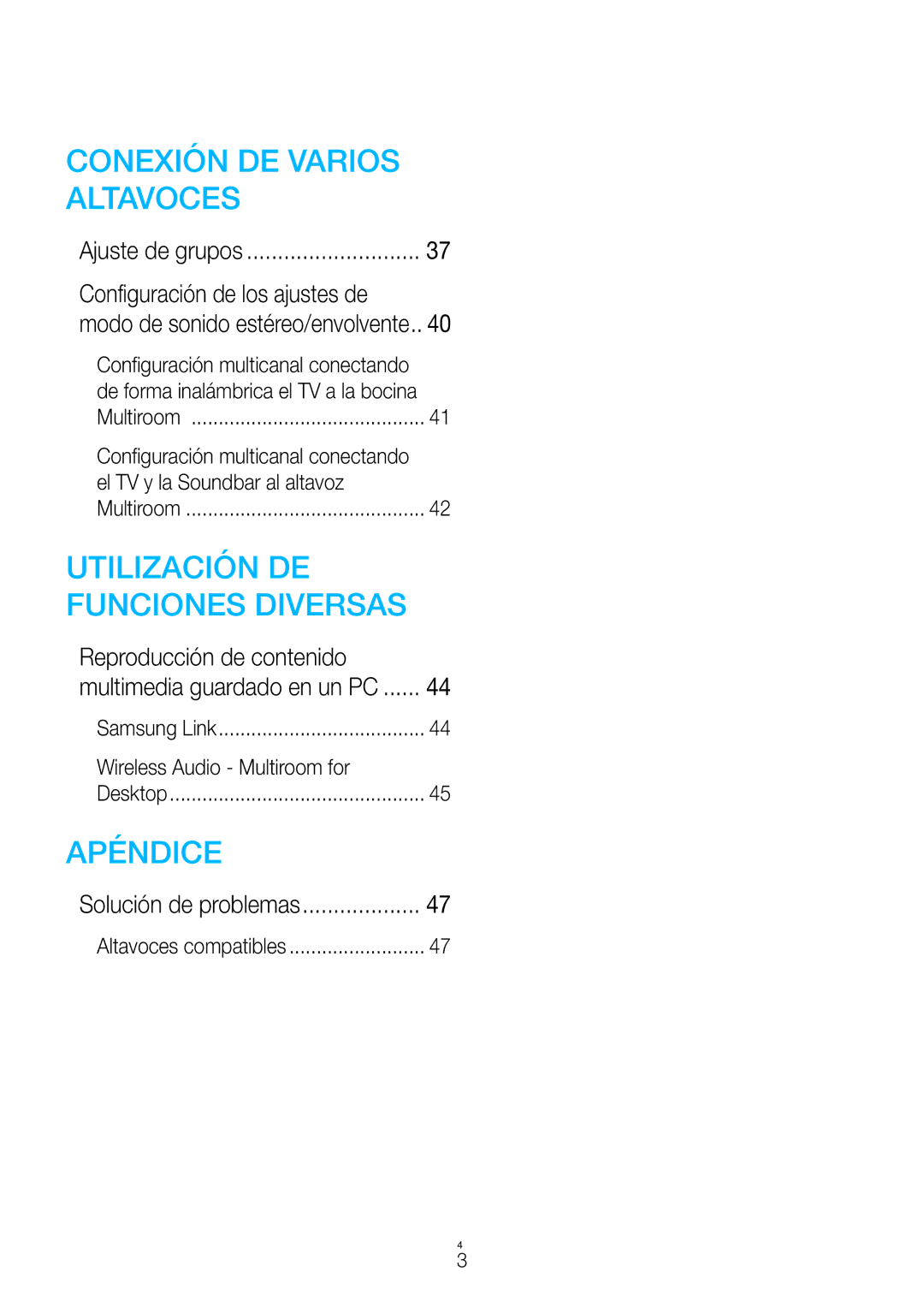 Samsung WAM1500/ZF, WAM3500/ZF manual Configuración de los ajustes de, Reproducción de contenido 