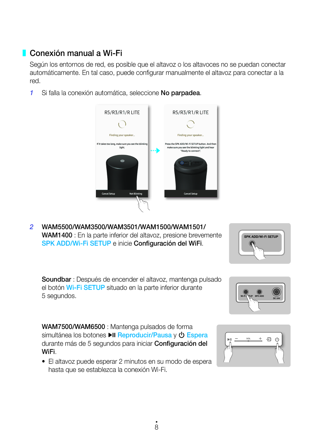 Samsung WAM3500/ZF, WAM1500/ZF Conexión manual a Wi-Fi 