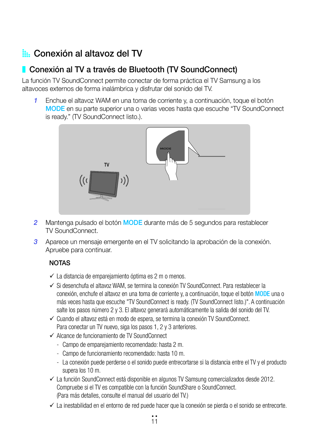 Samsung WAM1500/ZF, WAM3500/ZF manual AA Conexión al altavoz del TV, Conexión al TV a través de Bluetooth TV SoundConnect 