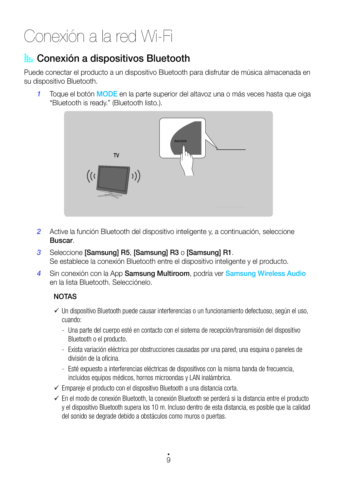 Samsung WAM1500/ZF, WAM3500/ZF manual Conexión a la red Wi-Fi, AA Conexión a dispositivos Bluetooth 