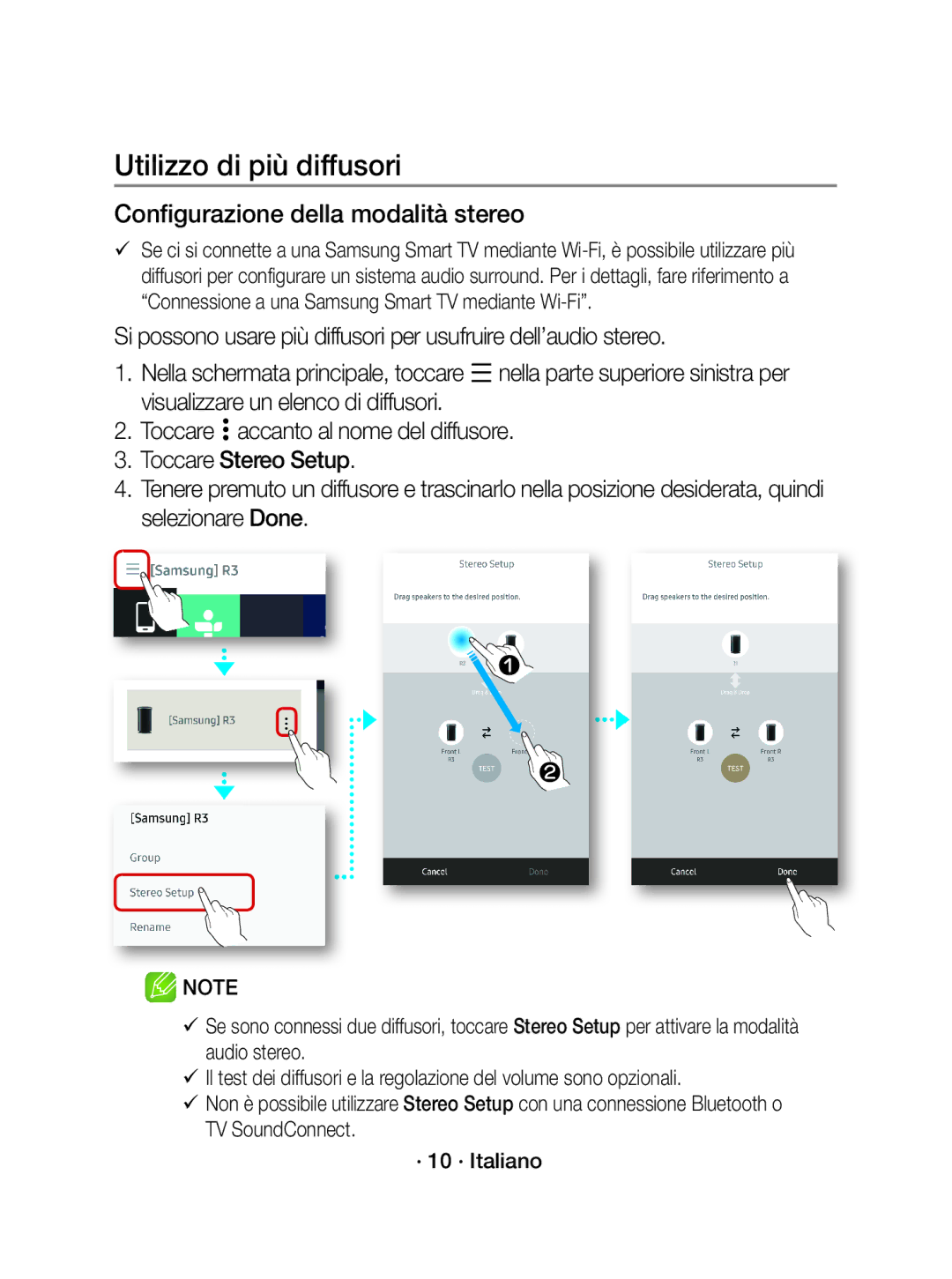 Samsung WAM3500/ZF manual Configurazione della modalità stereo 