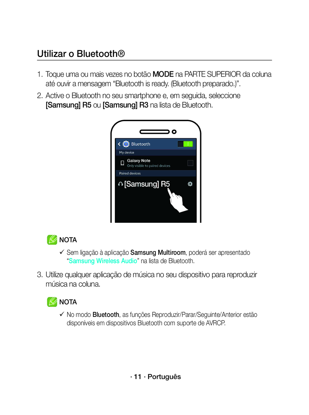 Samsung WAM3500/ZF manual Utilizar o Bluetooth 