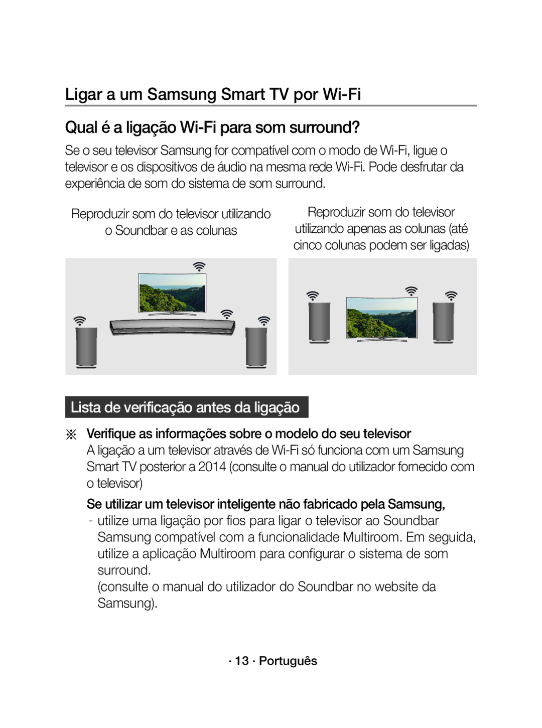 Samsung WAM3500/ZF manual Lista de verificação antes da ligação 