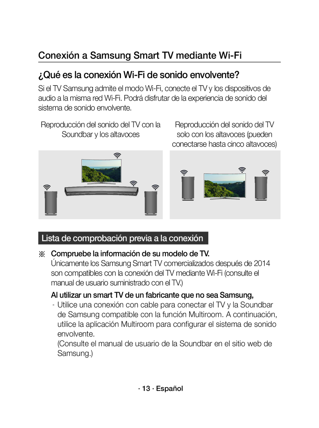 Samsung WAM3500/ZF manual Lista de comprobación previa a la conexión, Compruebe la información de su modelo de TV 