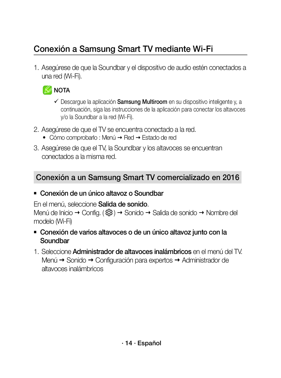 Samsung WAM3500/ZF manual Conexión a Samsung Smart TV mediante Wi-Fi, Conexión a un Samsung Smart TV comercializado en 