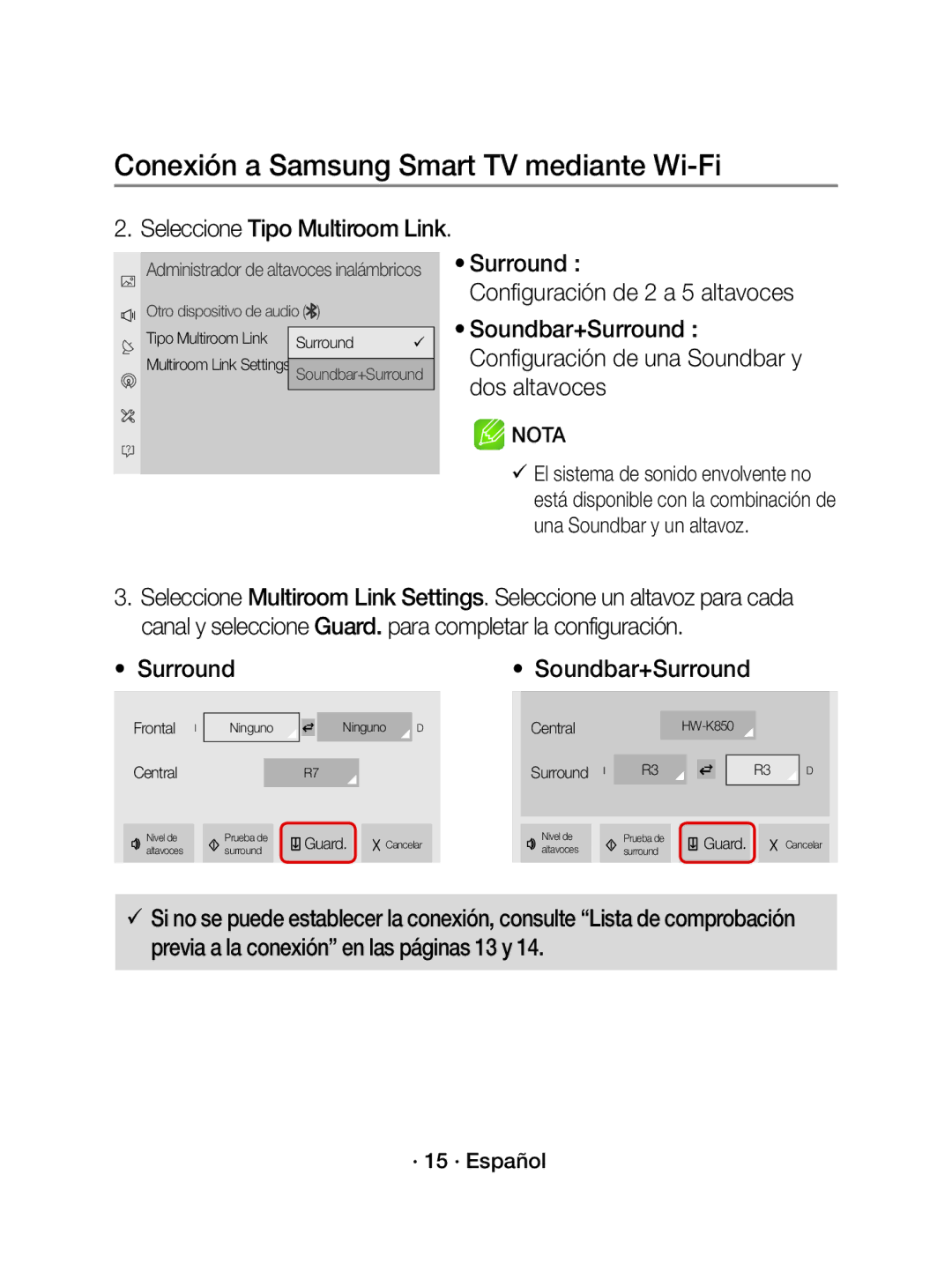 Samsung WAM3500/ZF manual Seleccione Tipo Multiroom Link 