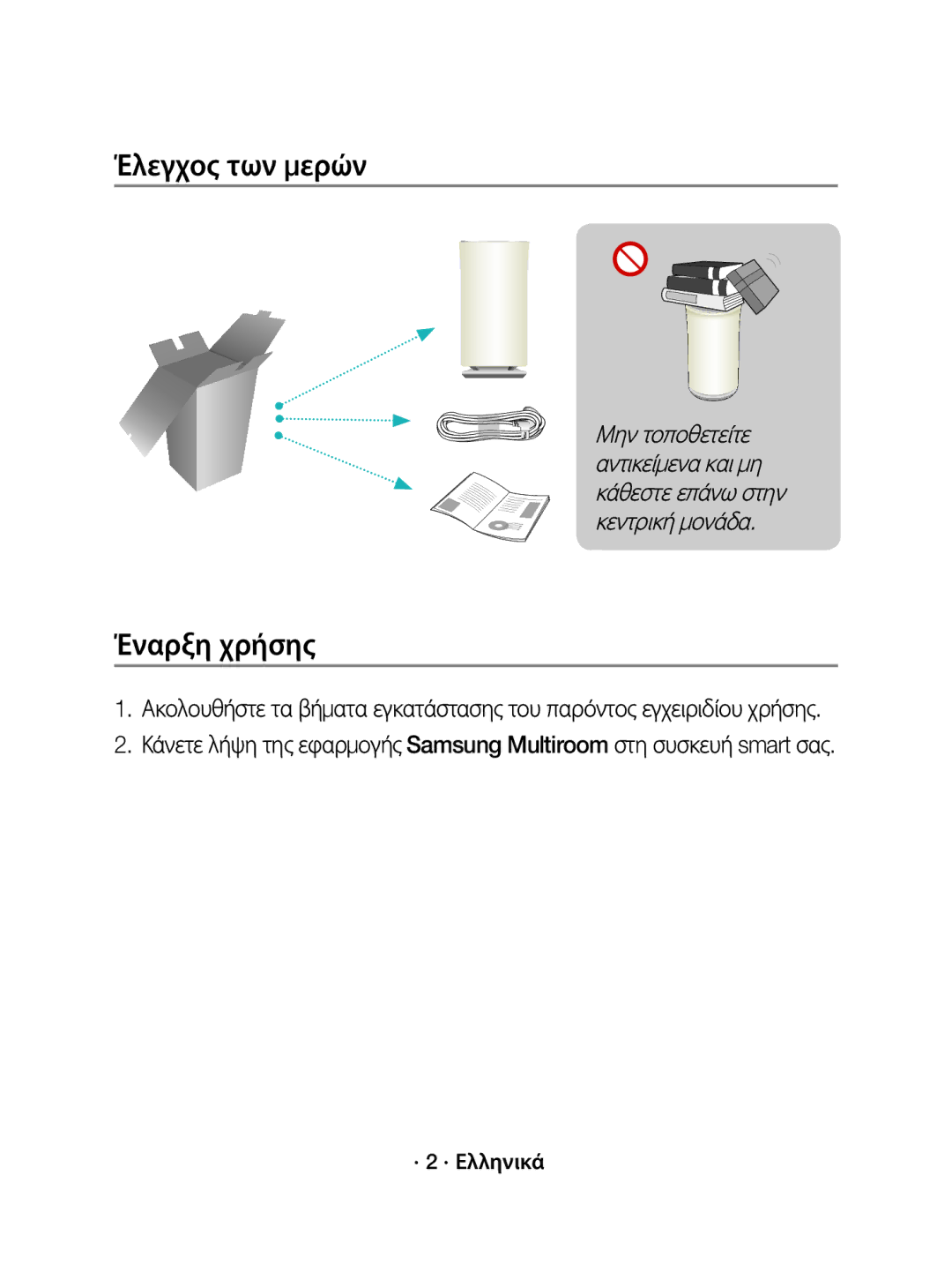 Samsung WAM3501/EN, WAM3501/XN manual Έλεγχος των μερών, Έναρξη χρήσης 