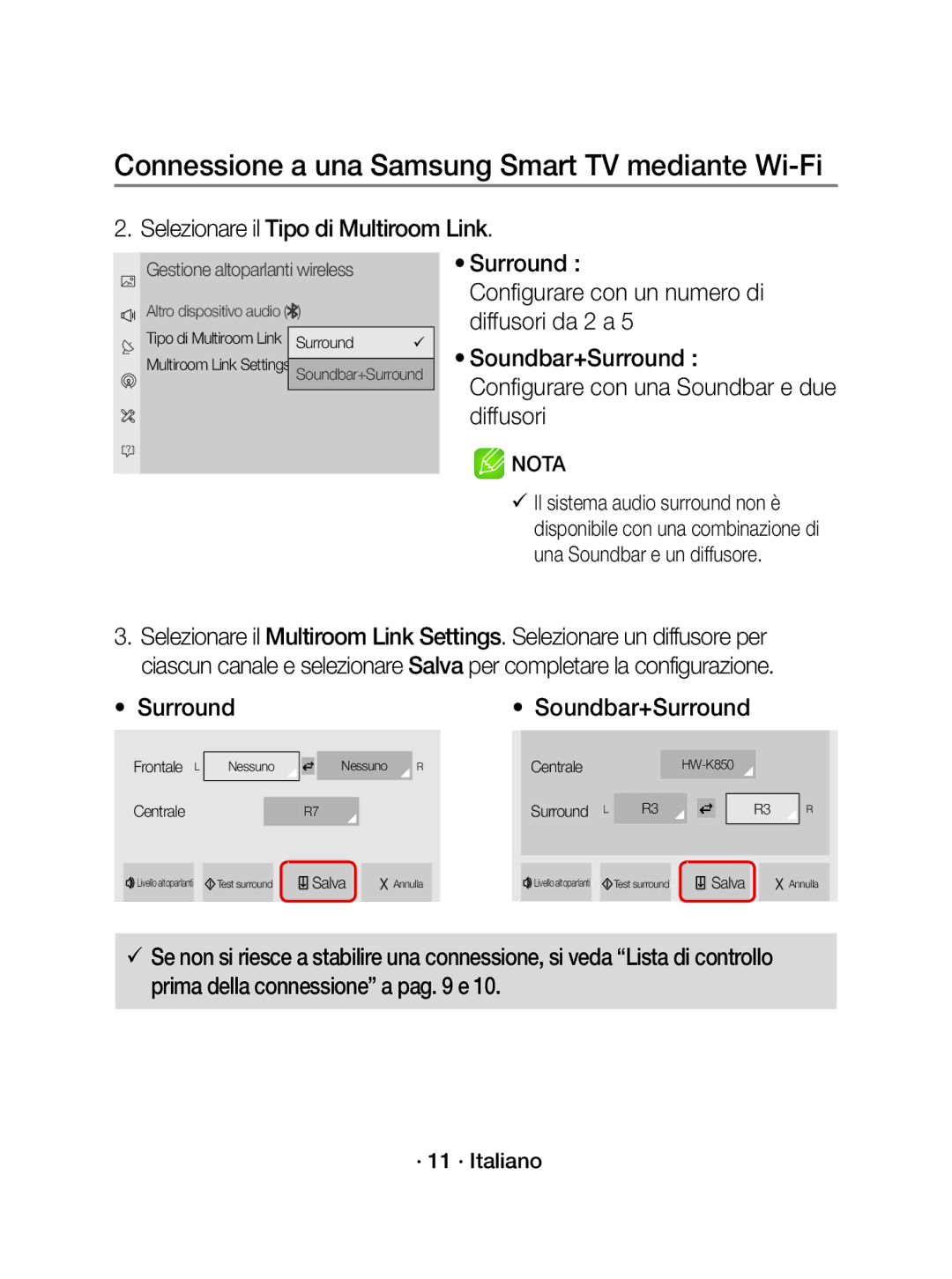 Samsung WAM3501/XN, WAM3501/EN manual Selezionare il Tipo di Multiroom Link, Nessuno 