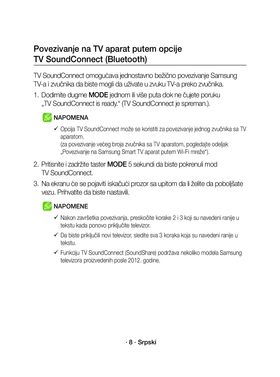 Samsung WAM3501/XN, WAM3501/EN manual Napomene 