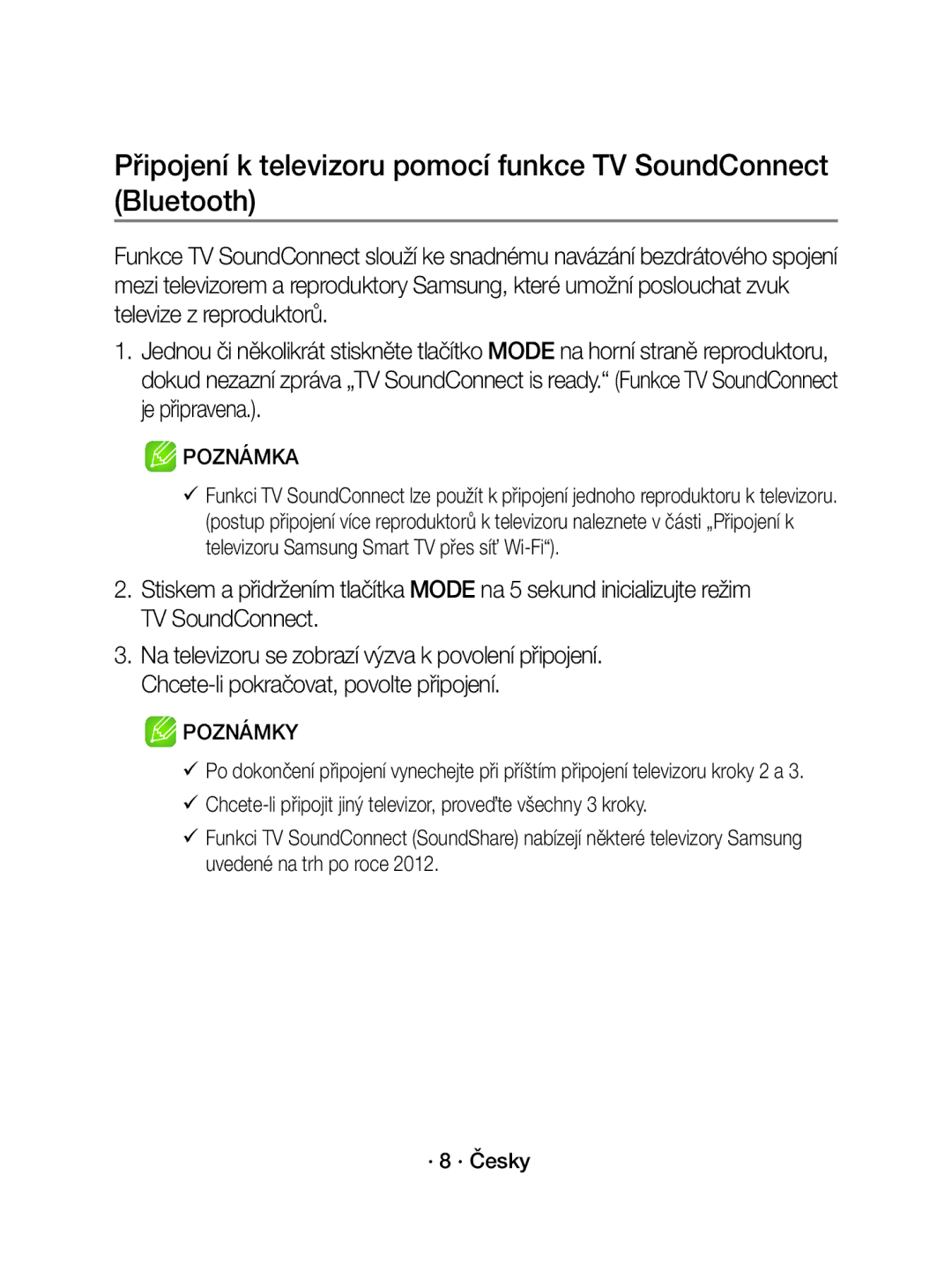 Samsung WAM3501/EN, WAM3501/XN manual Poznámky 