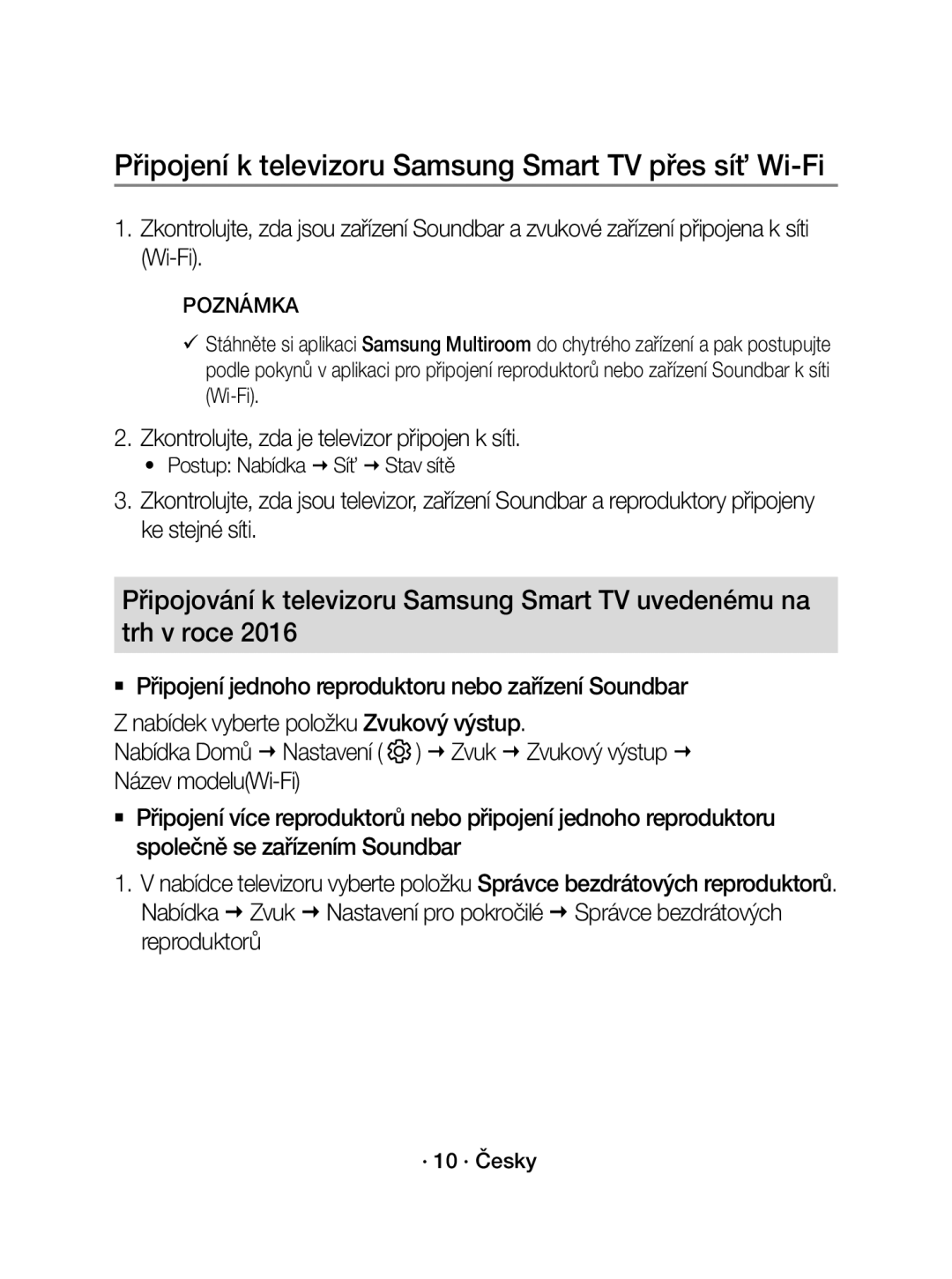 Samsung WAM3501/EN Připojení k televizoru Samsung Smart TV přes síť Wi-Fi, Zkontrolujte, zda je televizor připojen k síti 