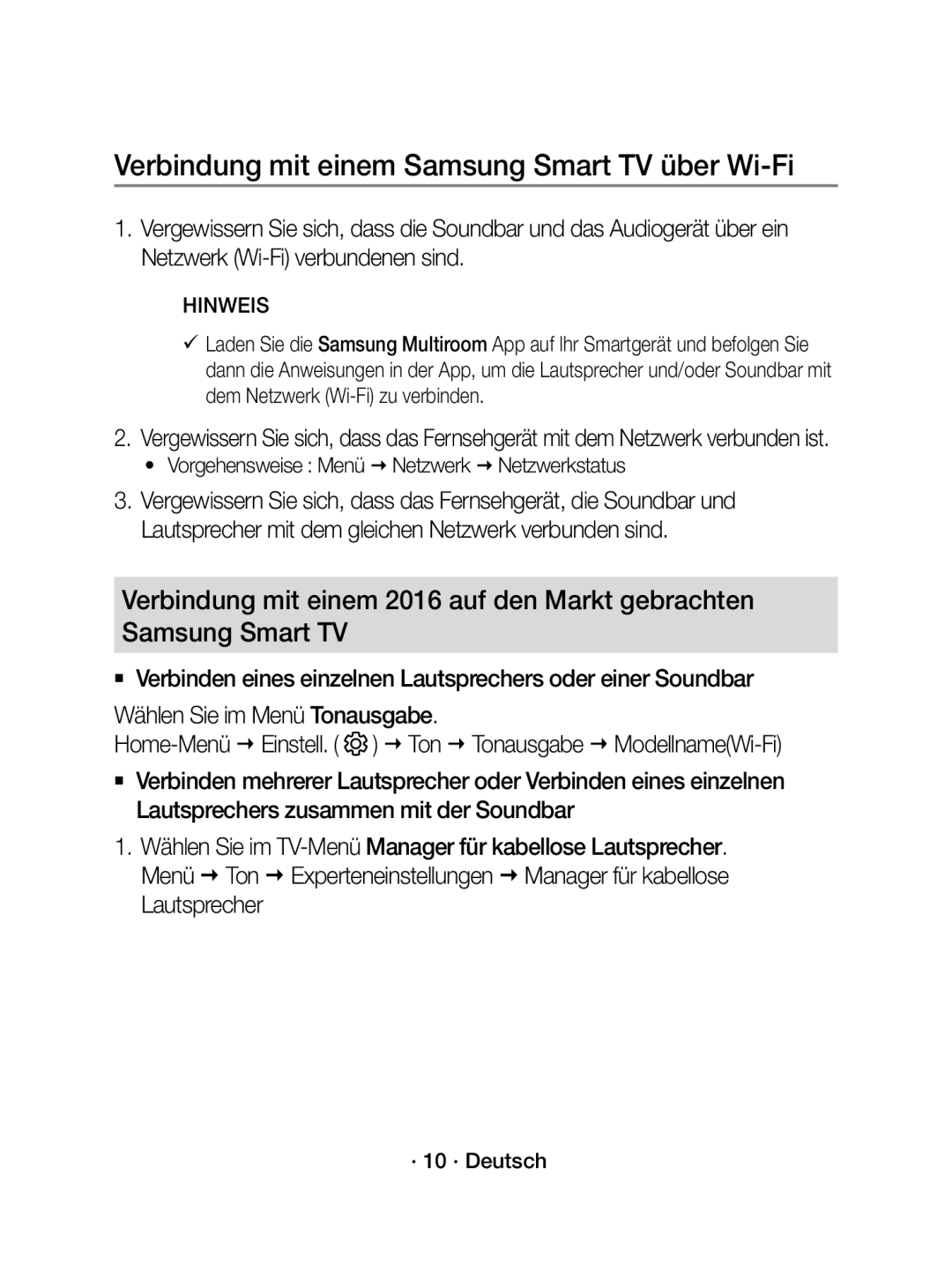 Samsung WAM3501/XN, WAM3501/EN manual Verbindung mit einem Samsung Smart TV über Wi-Fi 