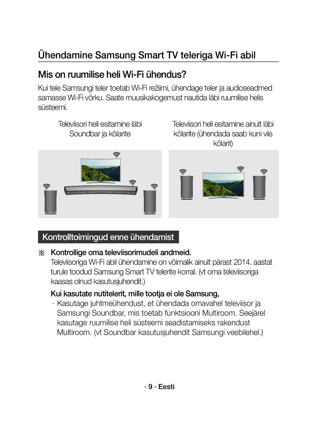 Samsung WAM3501/XN, WAM3501/EN manual Kontrolltoimingud enne ühendamist 